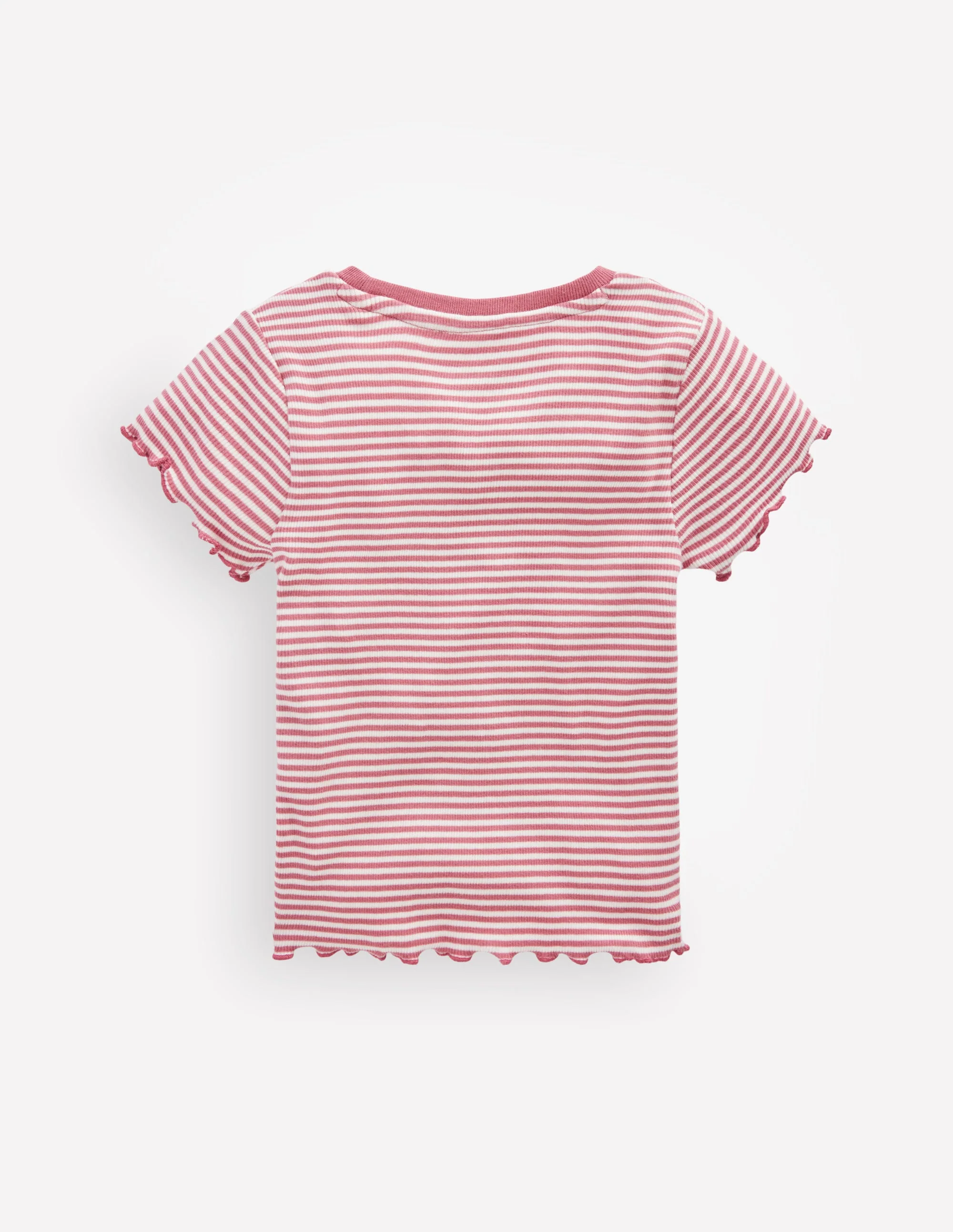 Short Sleeve Rib T-Shirt-Pink Stripe - Image 2