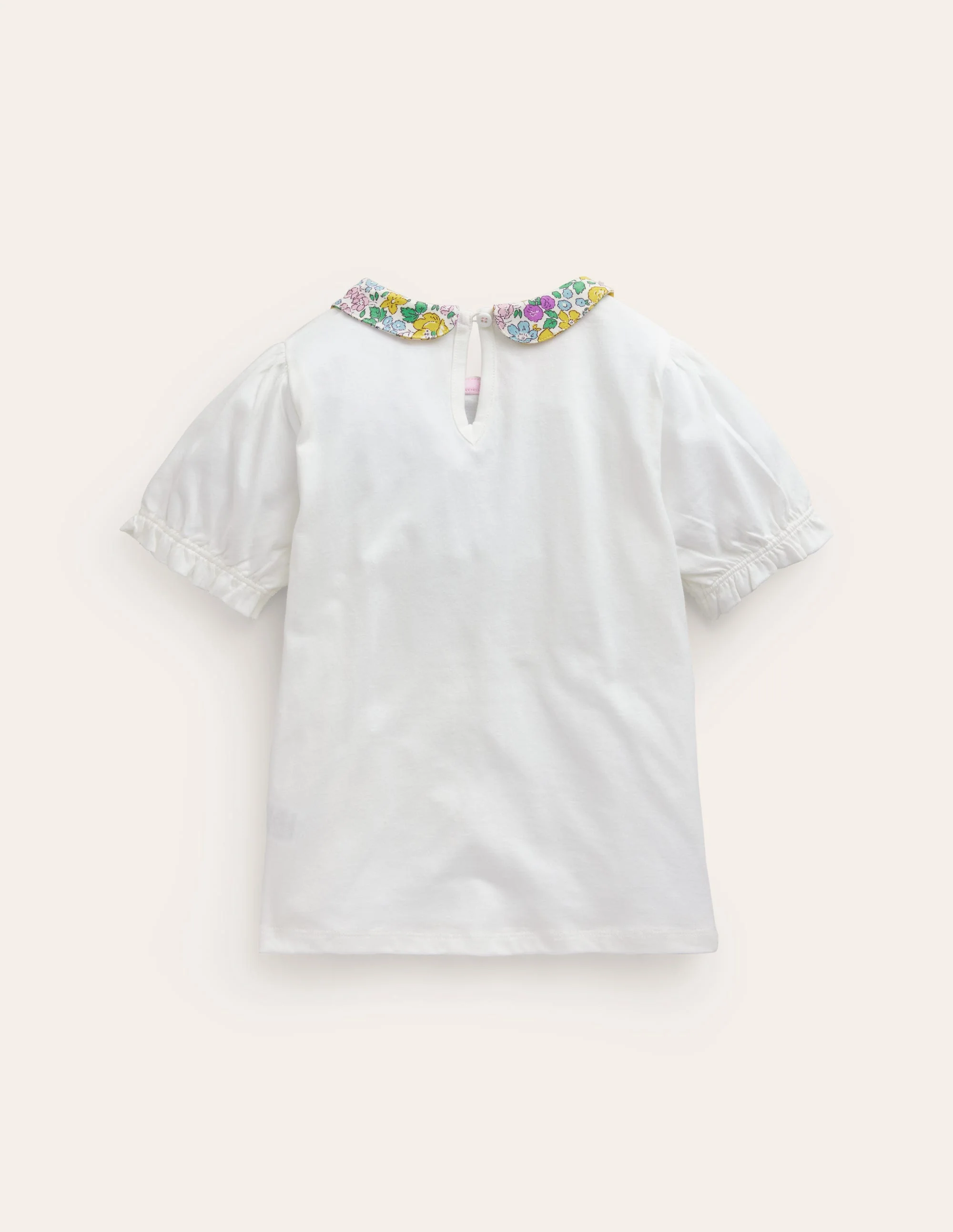 Short-sleeved Collared Top-Ivory Floral - Image 2