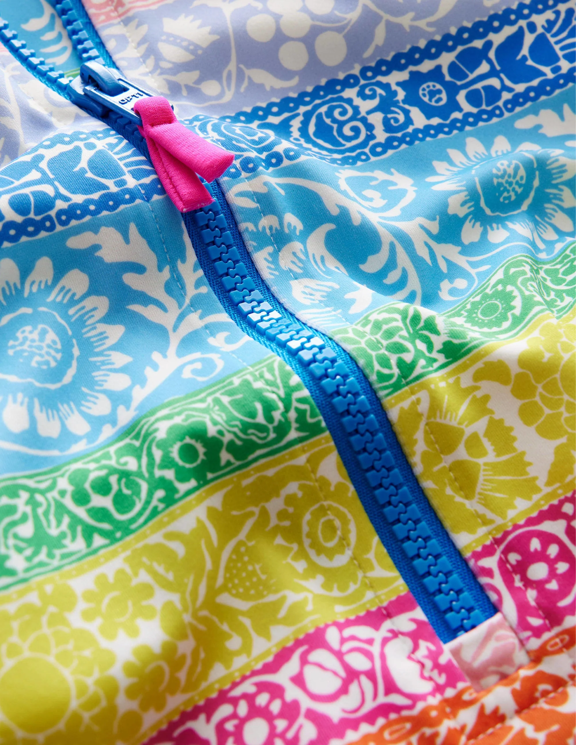 Short-sleeved Swimsuit-Ivory, Multi Wallpaper Stripe - Image 3