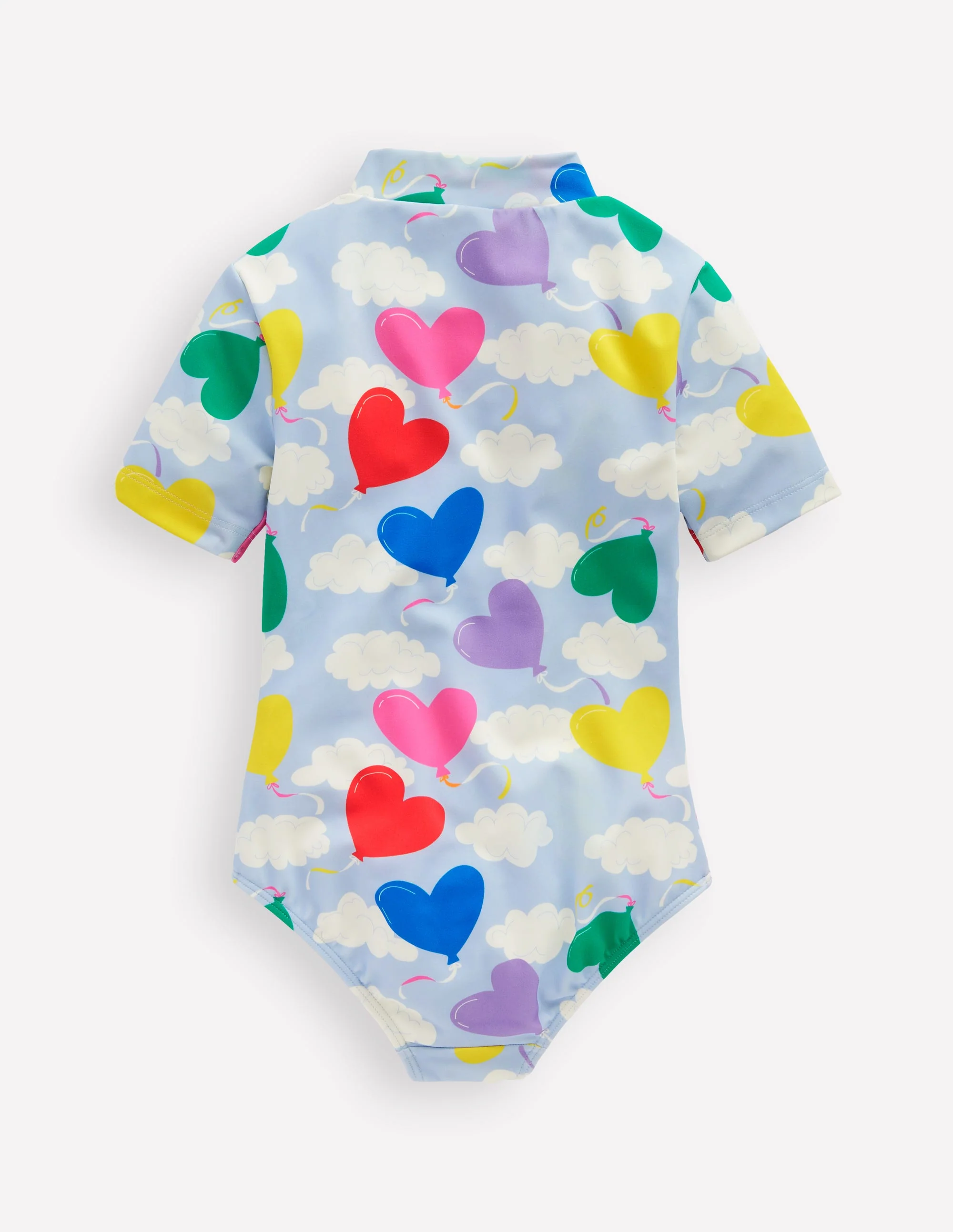 Short-sleeved Swimsuit-Misty Blue Balloon Sky - Image 2