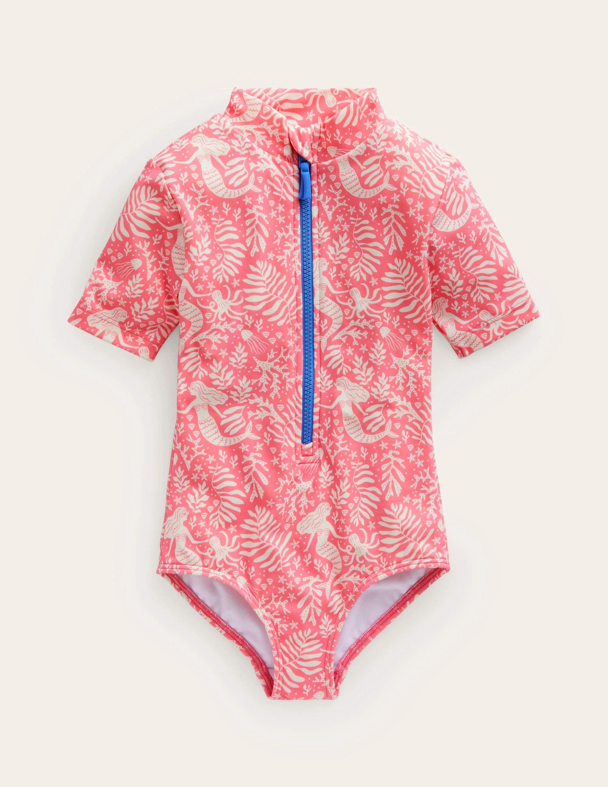 Short-sleeved Swimsuit-Strawberry Pink Mermaids
