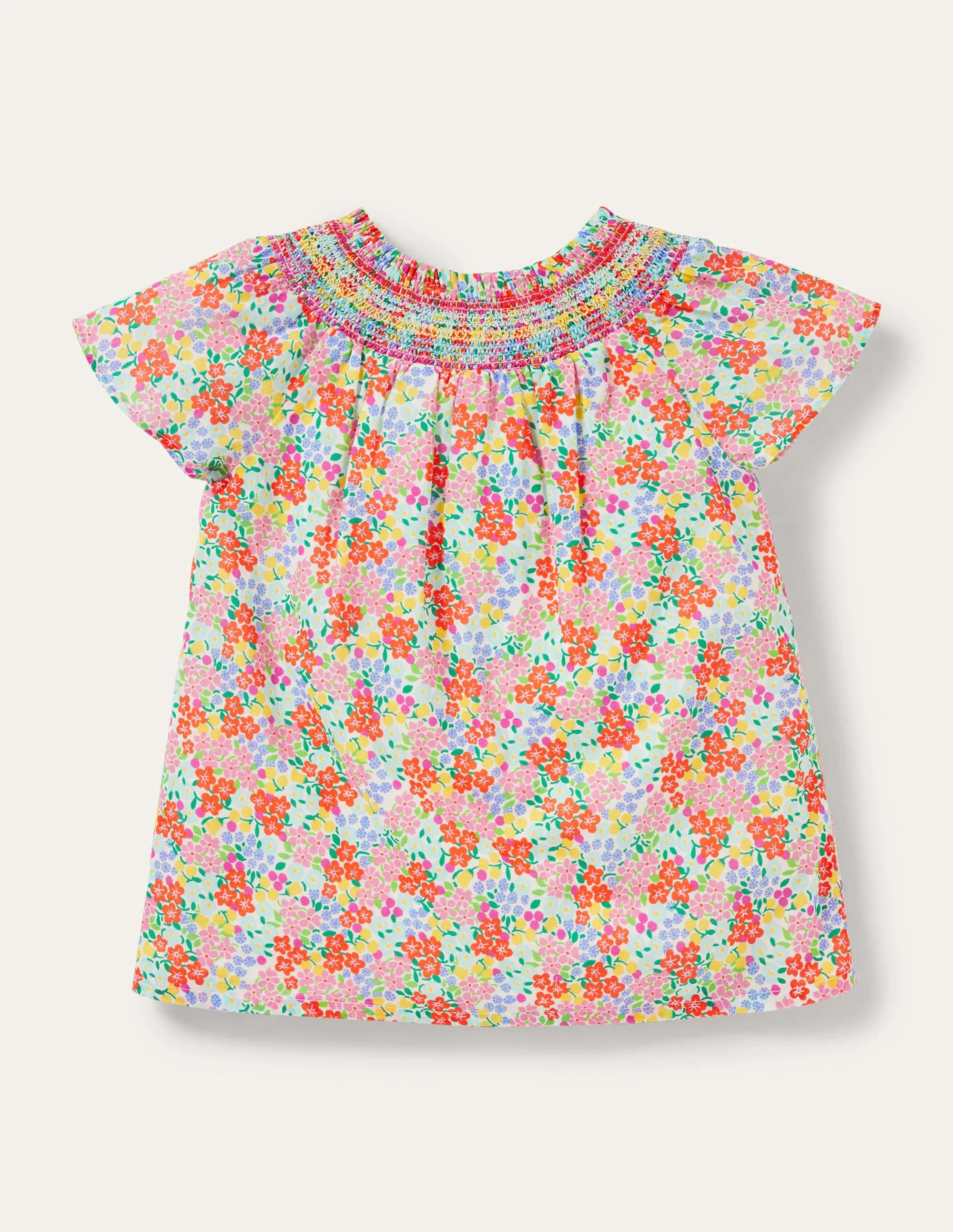 Smock Yoke Woven Top-Tropical Flowerbed