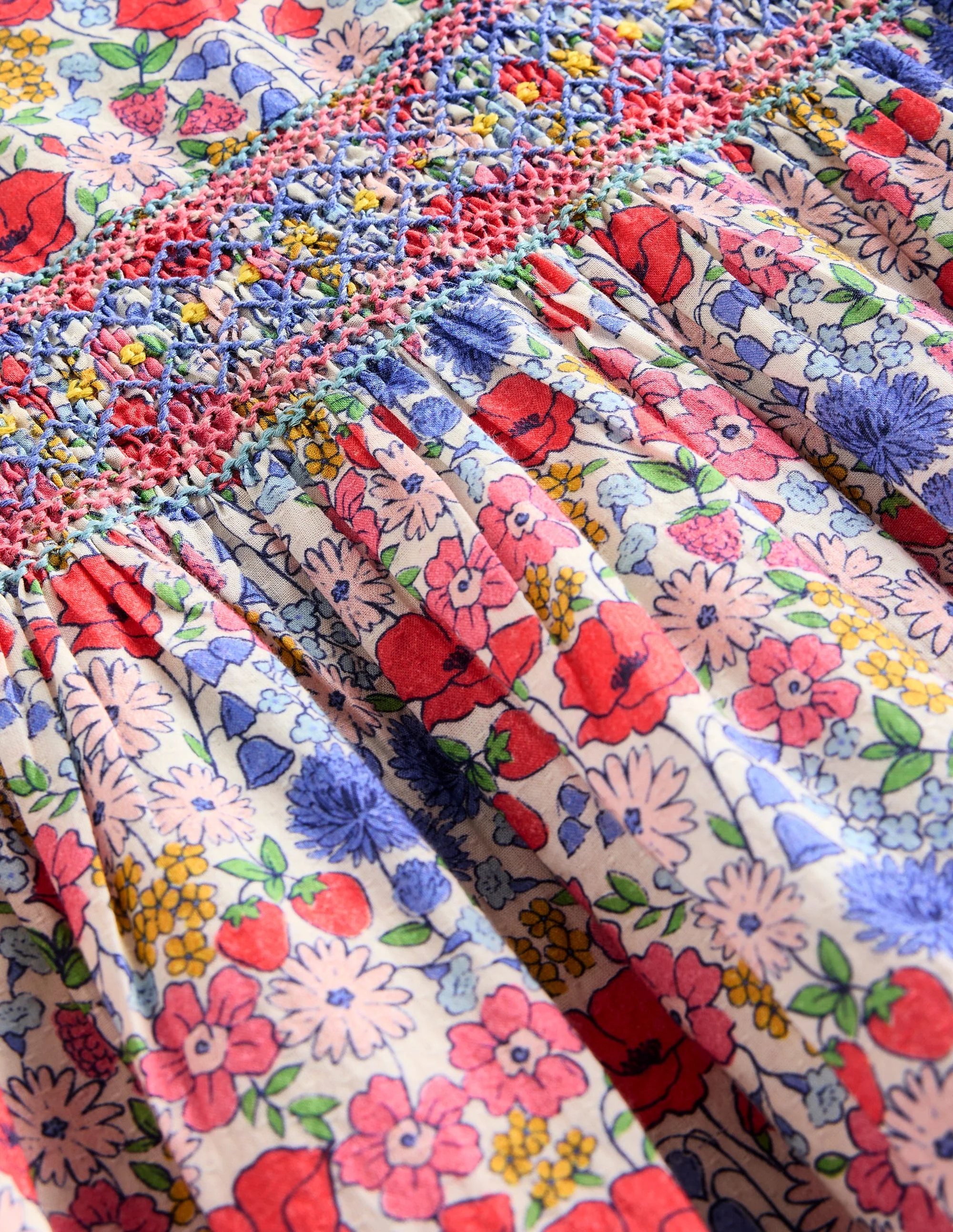 Smocked Lace Trim Dress-Multi Flowerbed - Image 5
