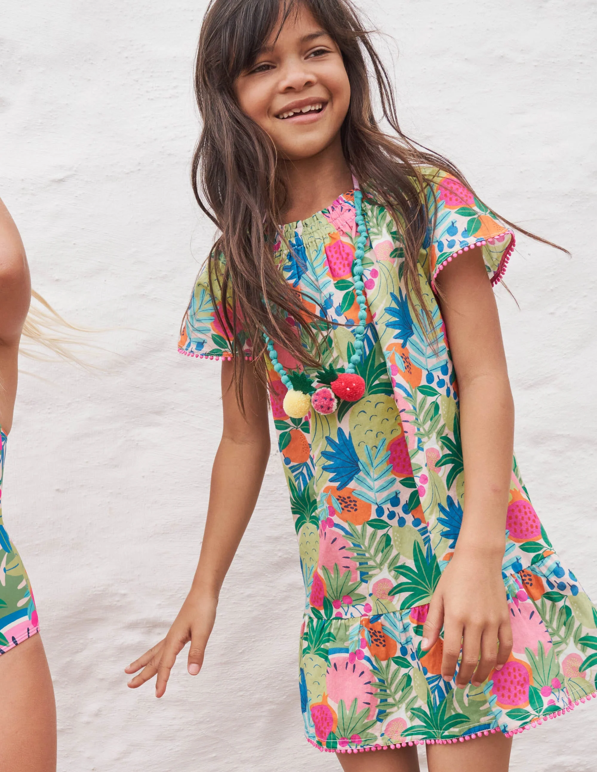 Smocked Printed Kaftan-Multi Tropical Fruit - Image 5