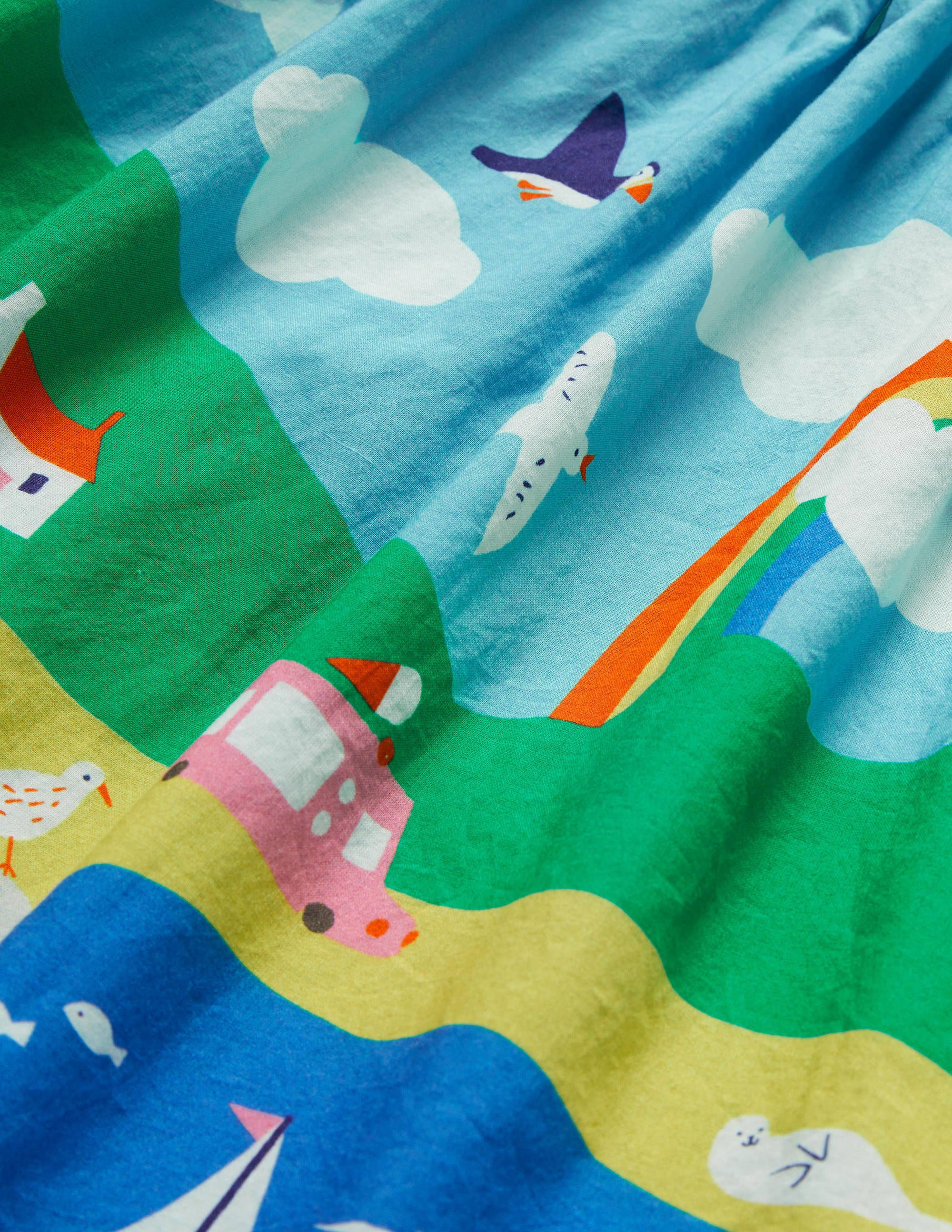 Smocked Sun Dress-Multi Coastal Scene - Image 3