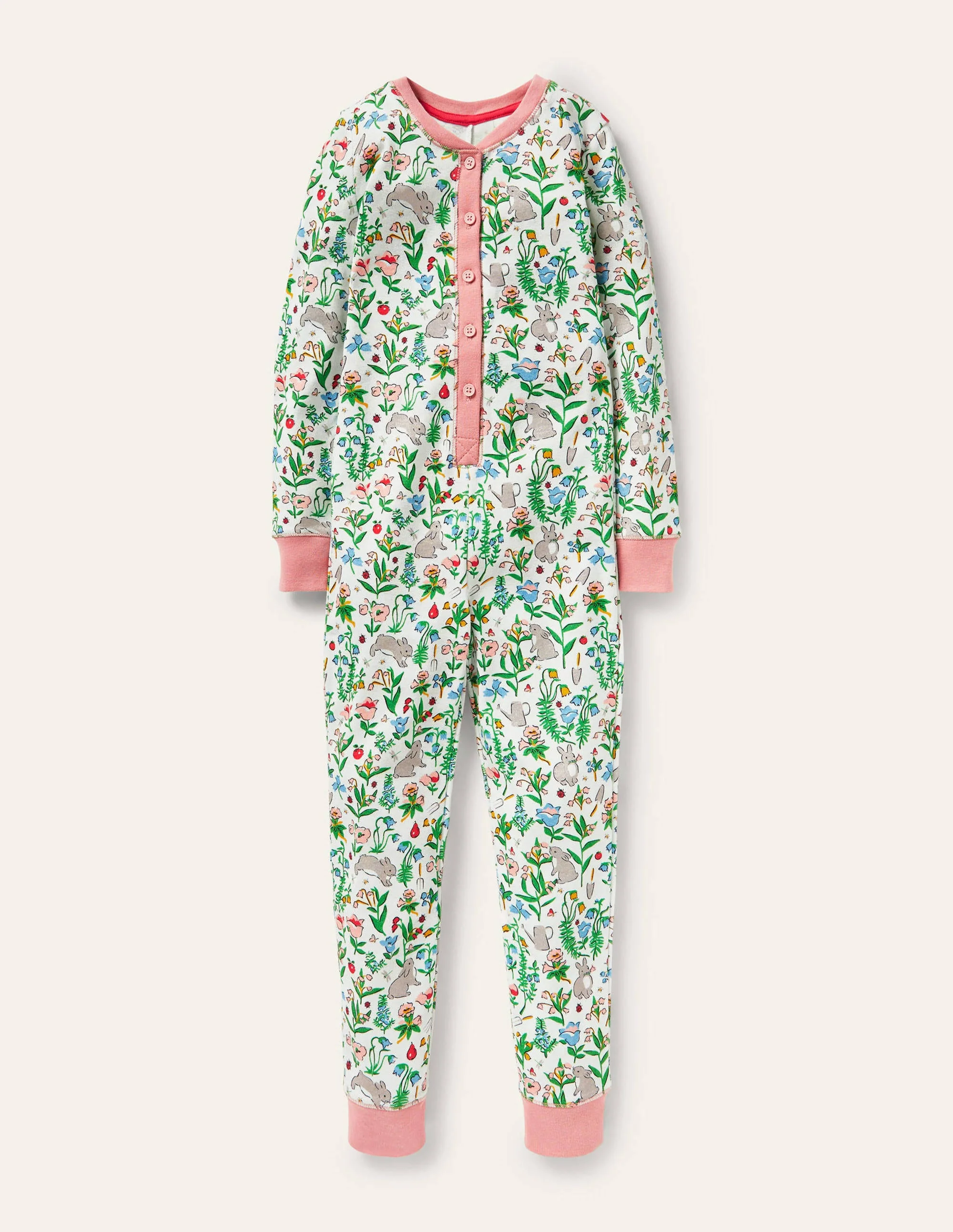 Snug All-in-one Pajamas-Multi Bunny Field