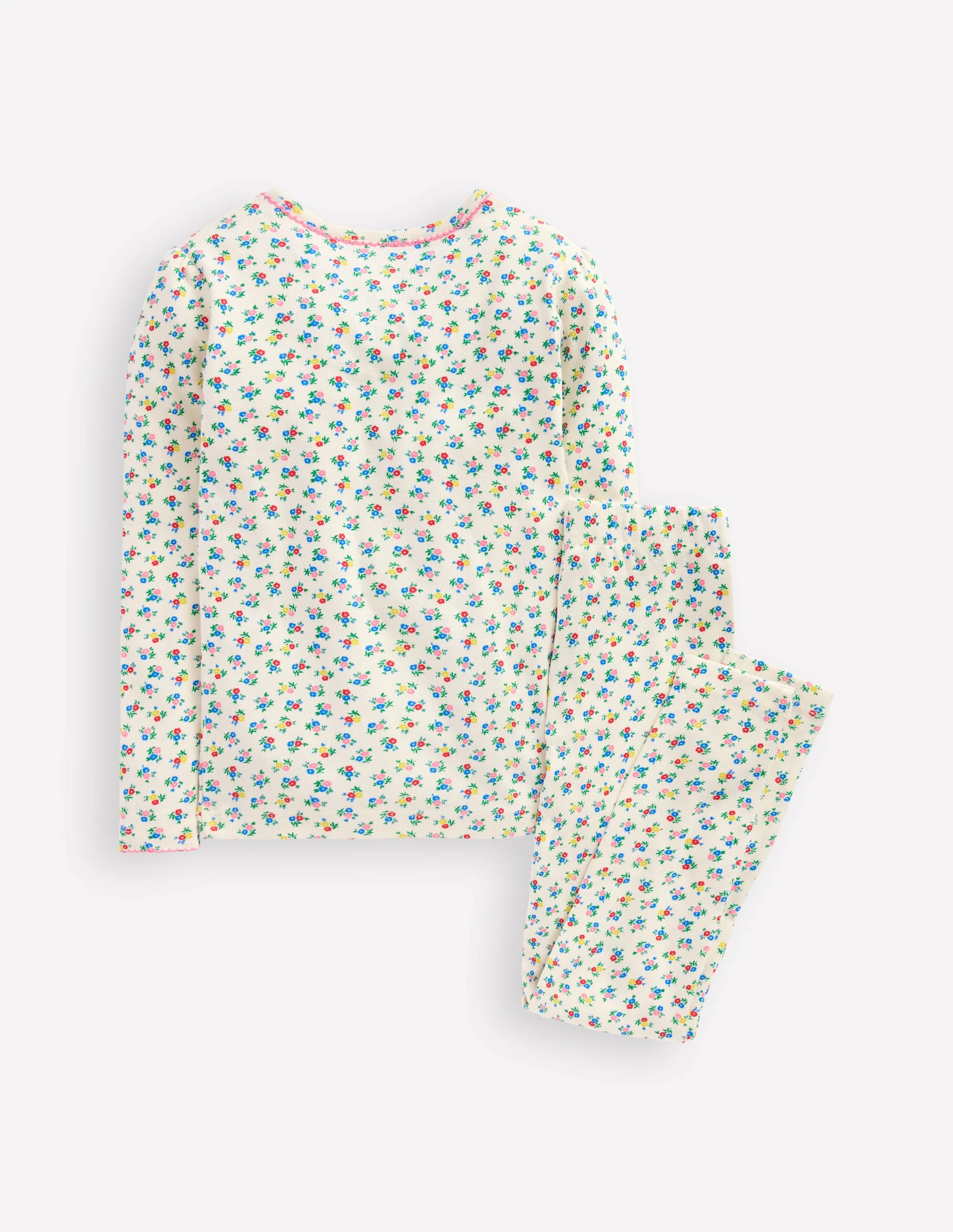 Snug Henley Pajamas-Soft Ivory Spring Ditsy - Image 2