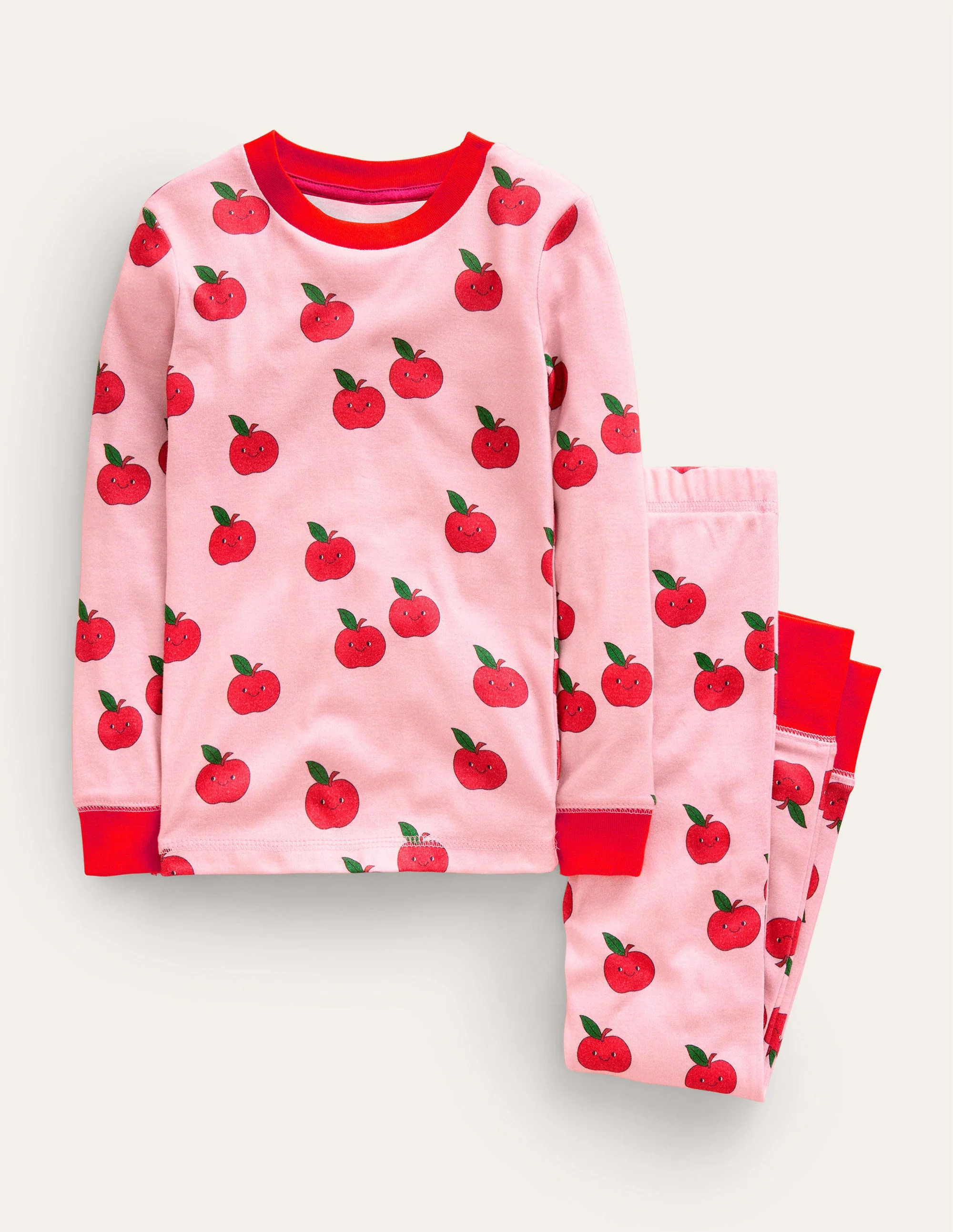 Snug Long John Pajamas-Almond Pink Apple