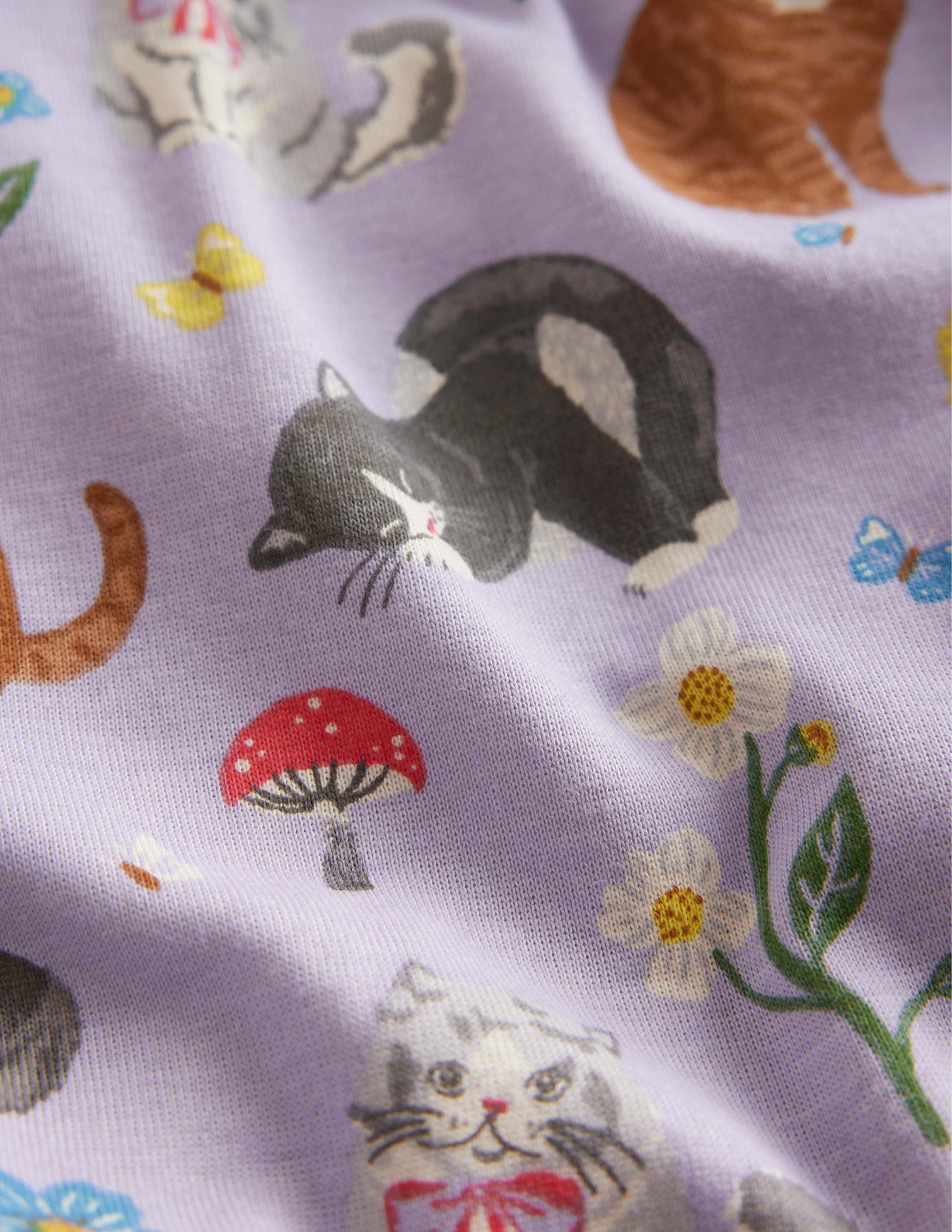 Snug Long John Pajamas-Light Purple Cats - Image 3