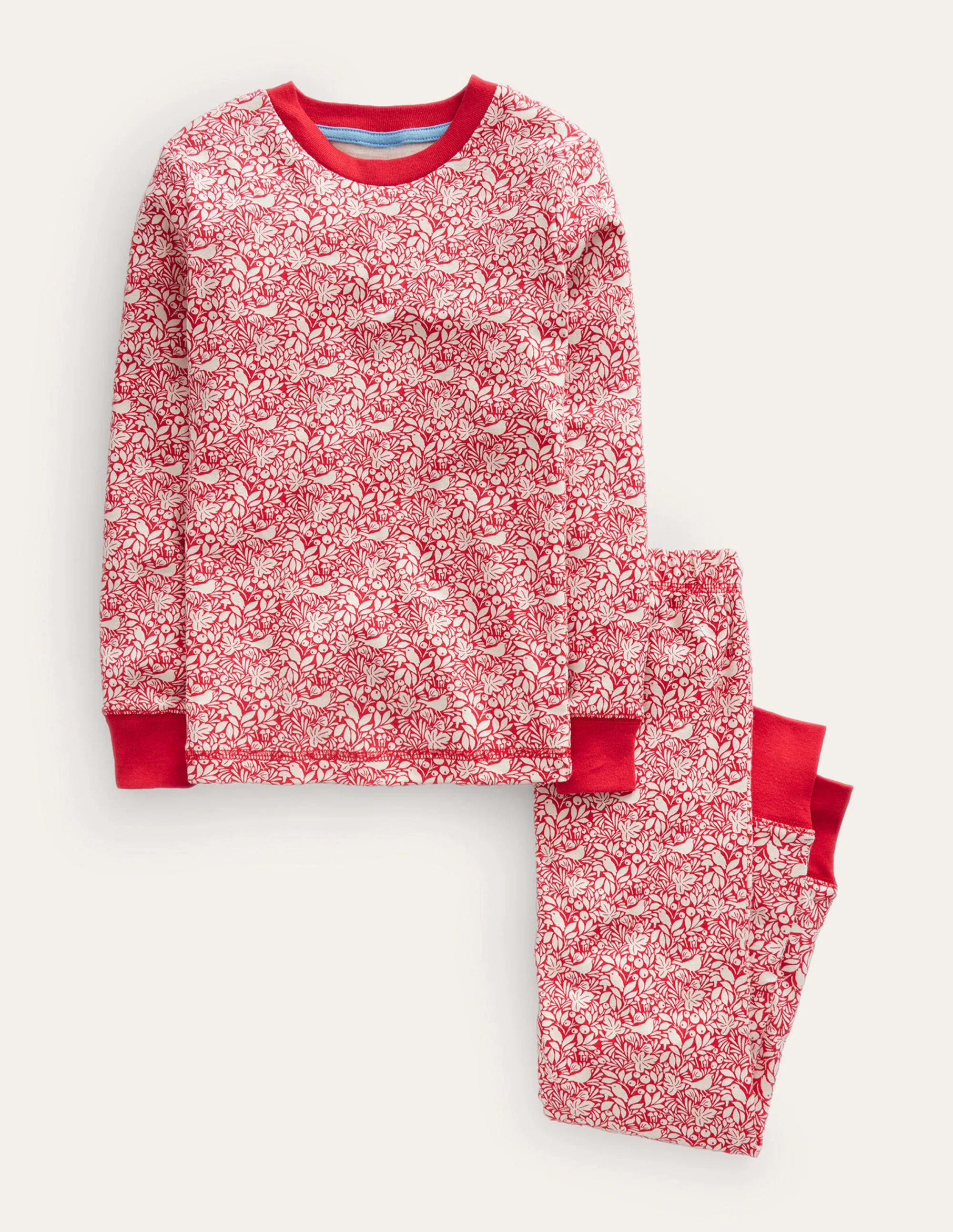 Snug Long John Pajamas-Rockabilly Red Robins