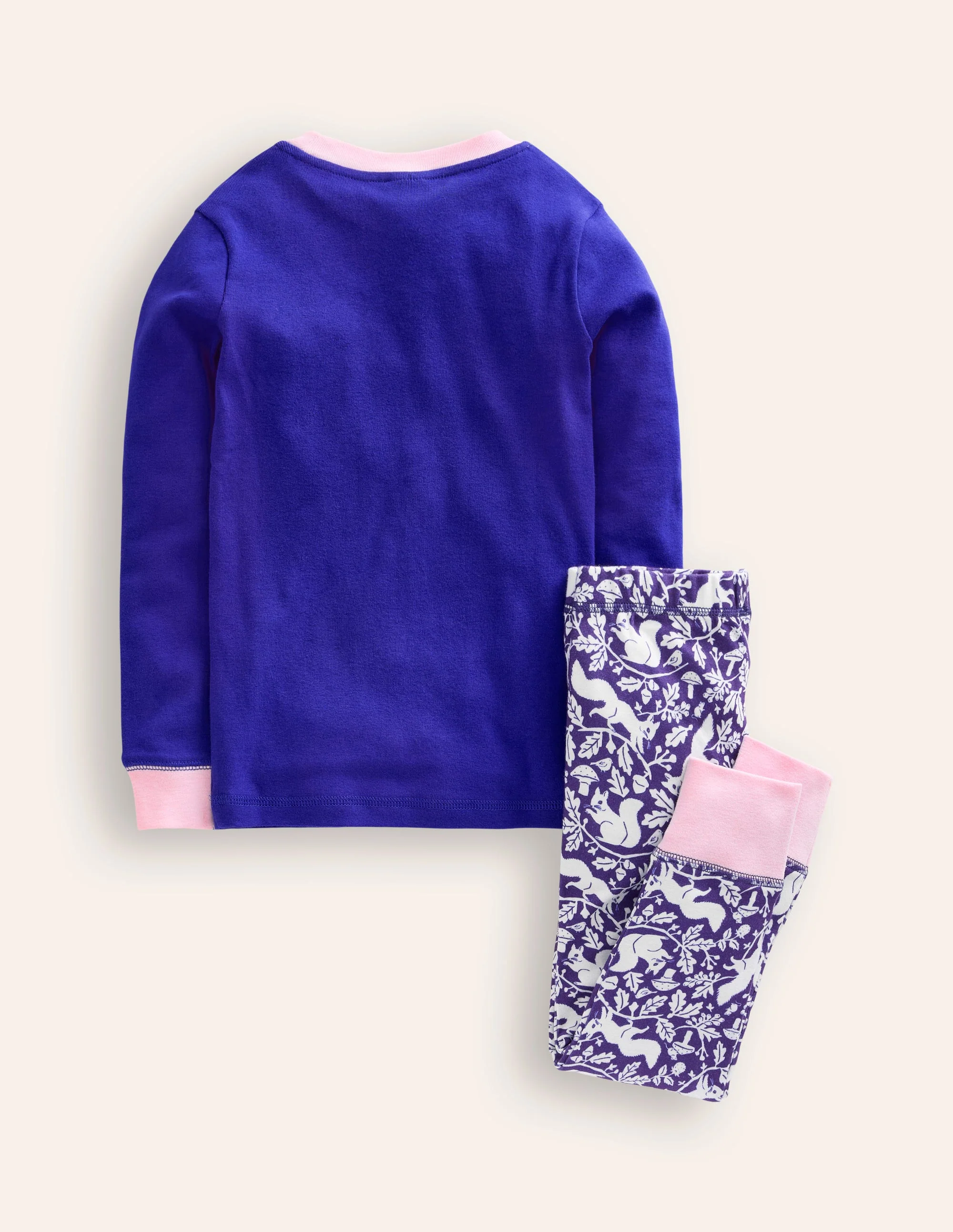 Snug Long John Pajamas-Sapphire Blue Squirrel - Image 2