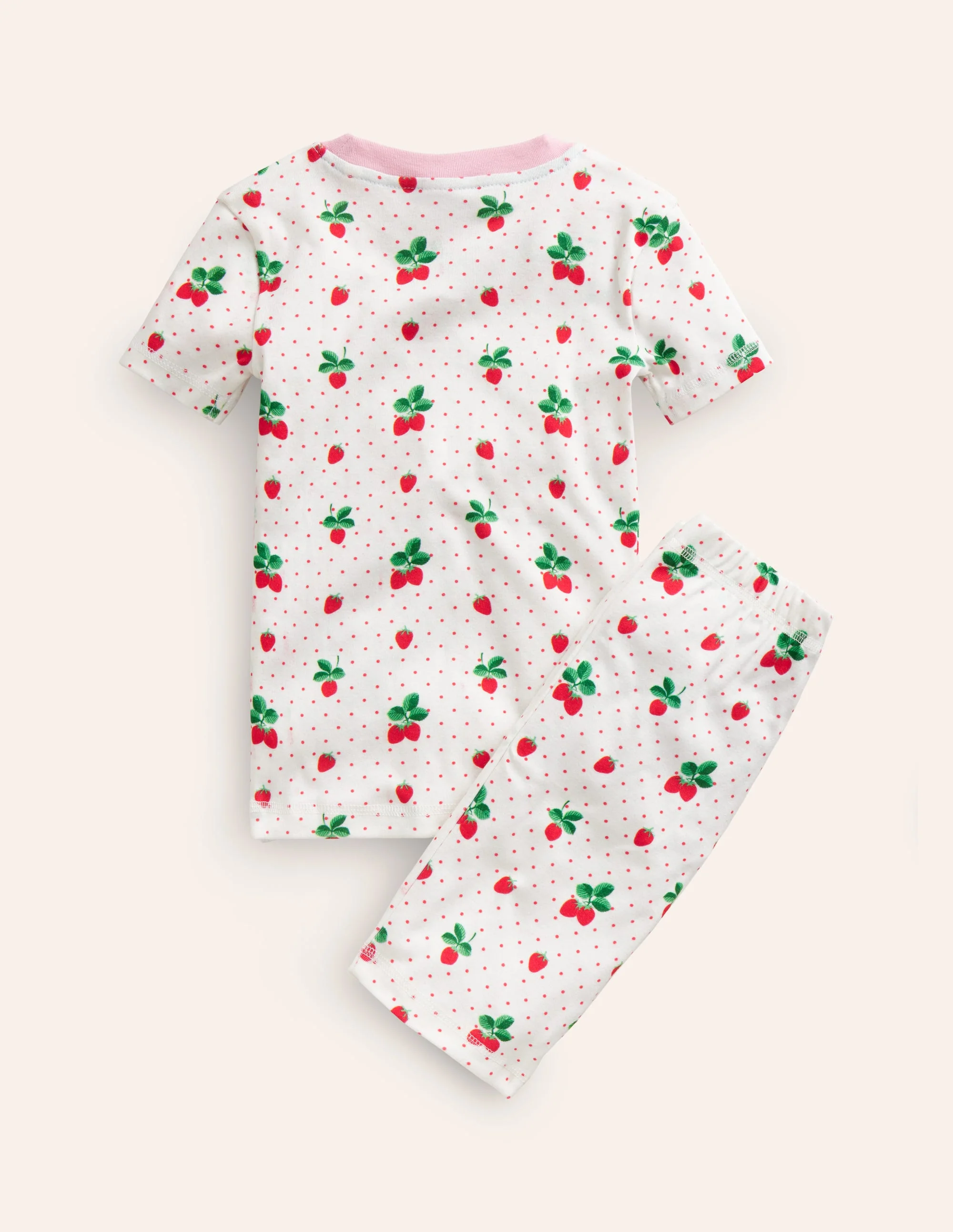 Snug Short John Pajamas-Ivory Strawberry - Image 2