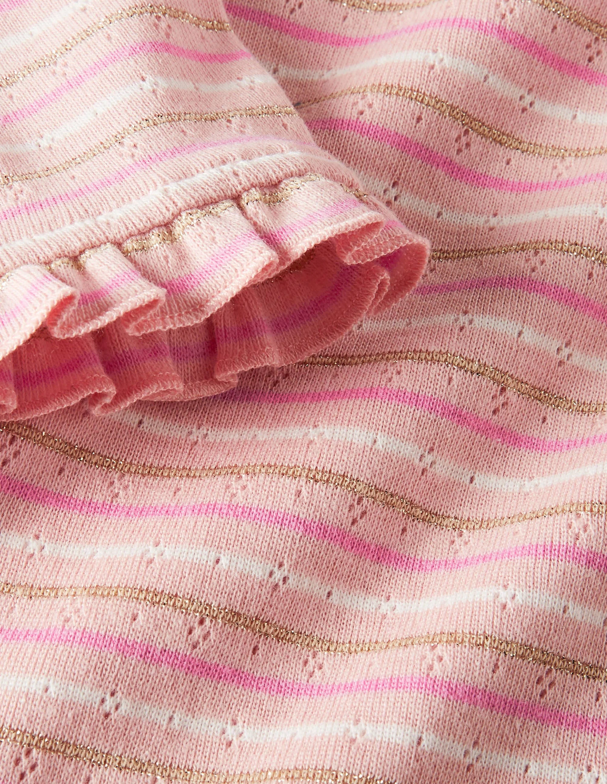 Sparkly Ruffle Pointelle Top-Provence Pink/ Gold - Image 3
