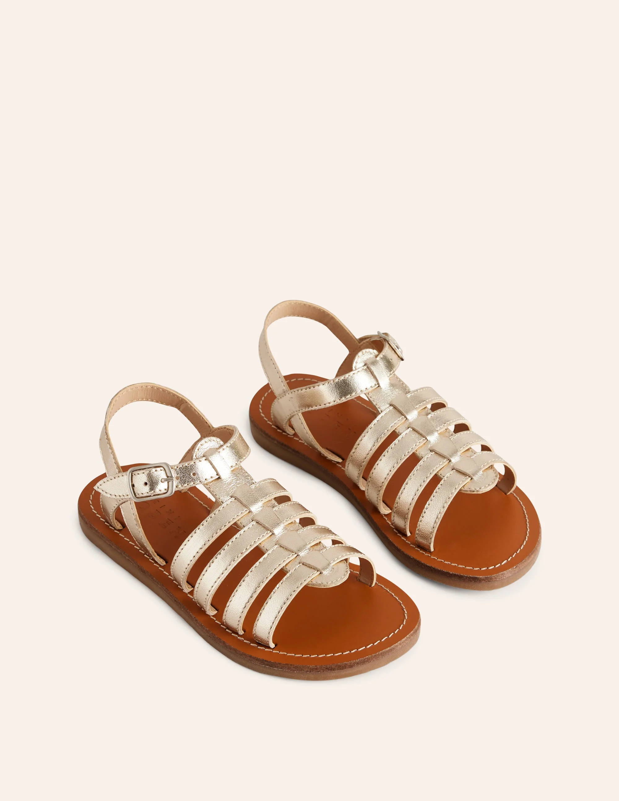 Strappy Metallic Sandals-Gold Metallic - Image 2
