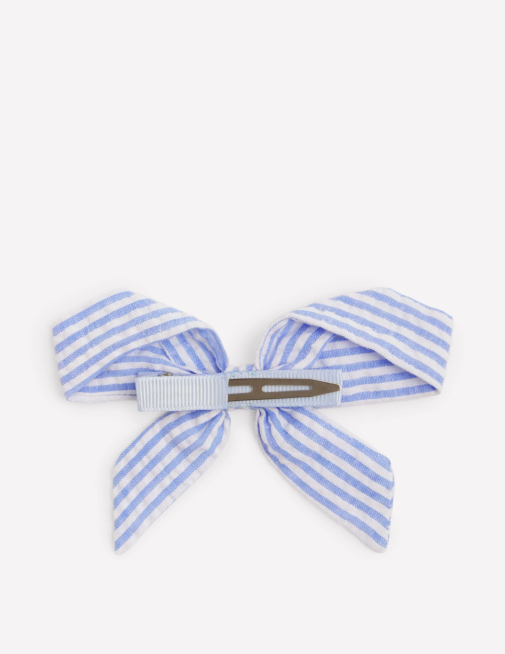 Striped Hair Bow-Blue Ticking - Image 2