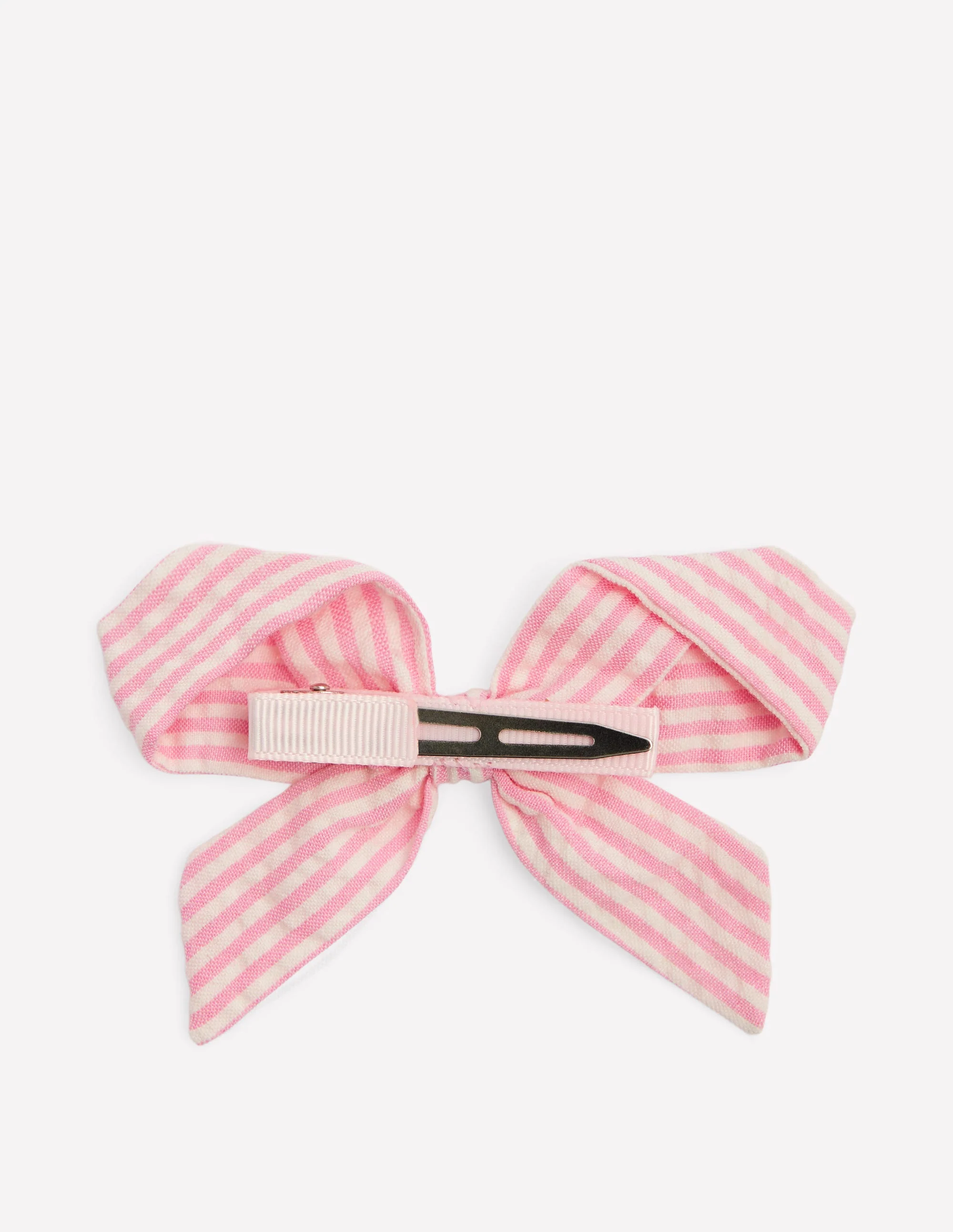 Striped Hair Bow-Pink Ticking - Image 2