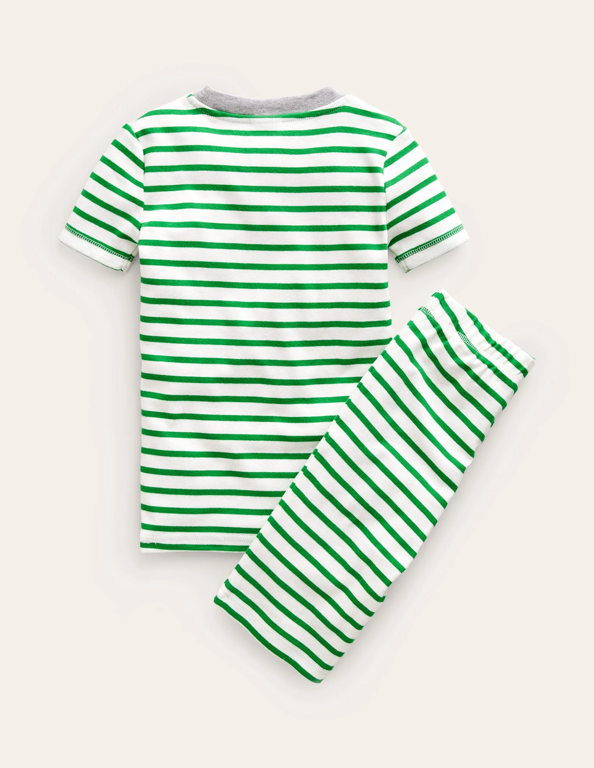 Striped Short John Pyjamas-Ivory/Green Breton - Image 2