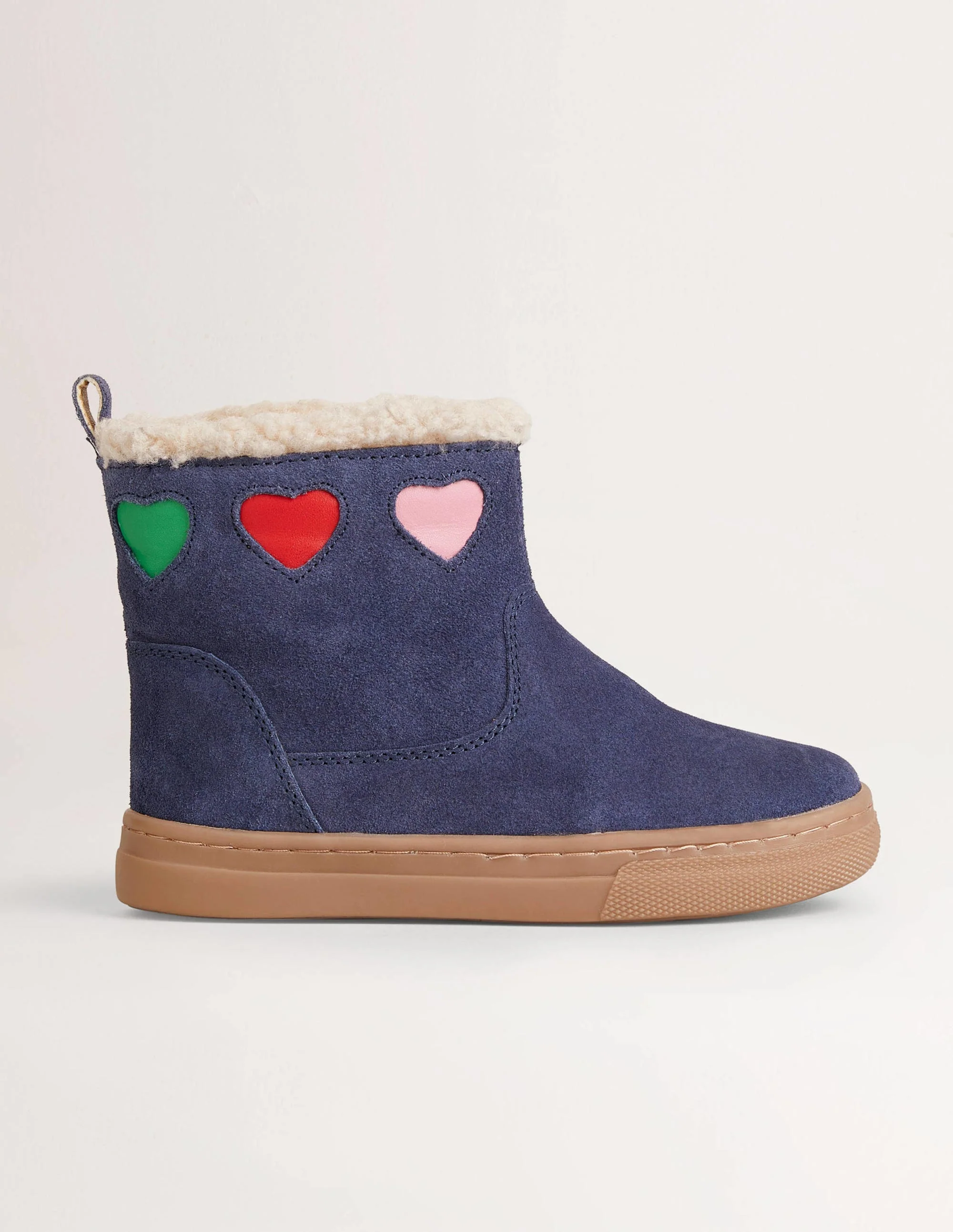 Suede Cosy Boots-Navy Hearts