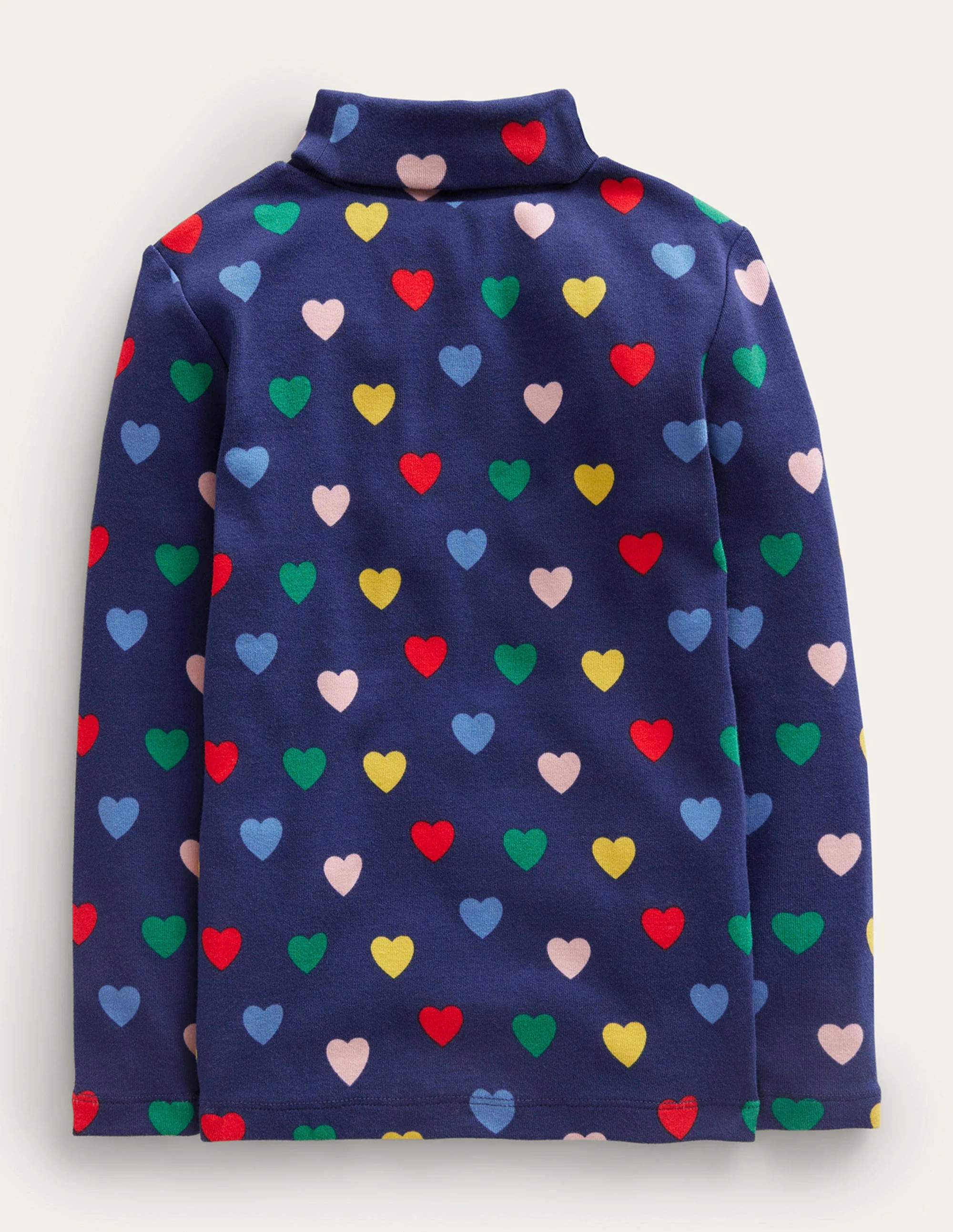 Super Soft Roll Neck Top-College Navy Hearts - Image 2