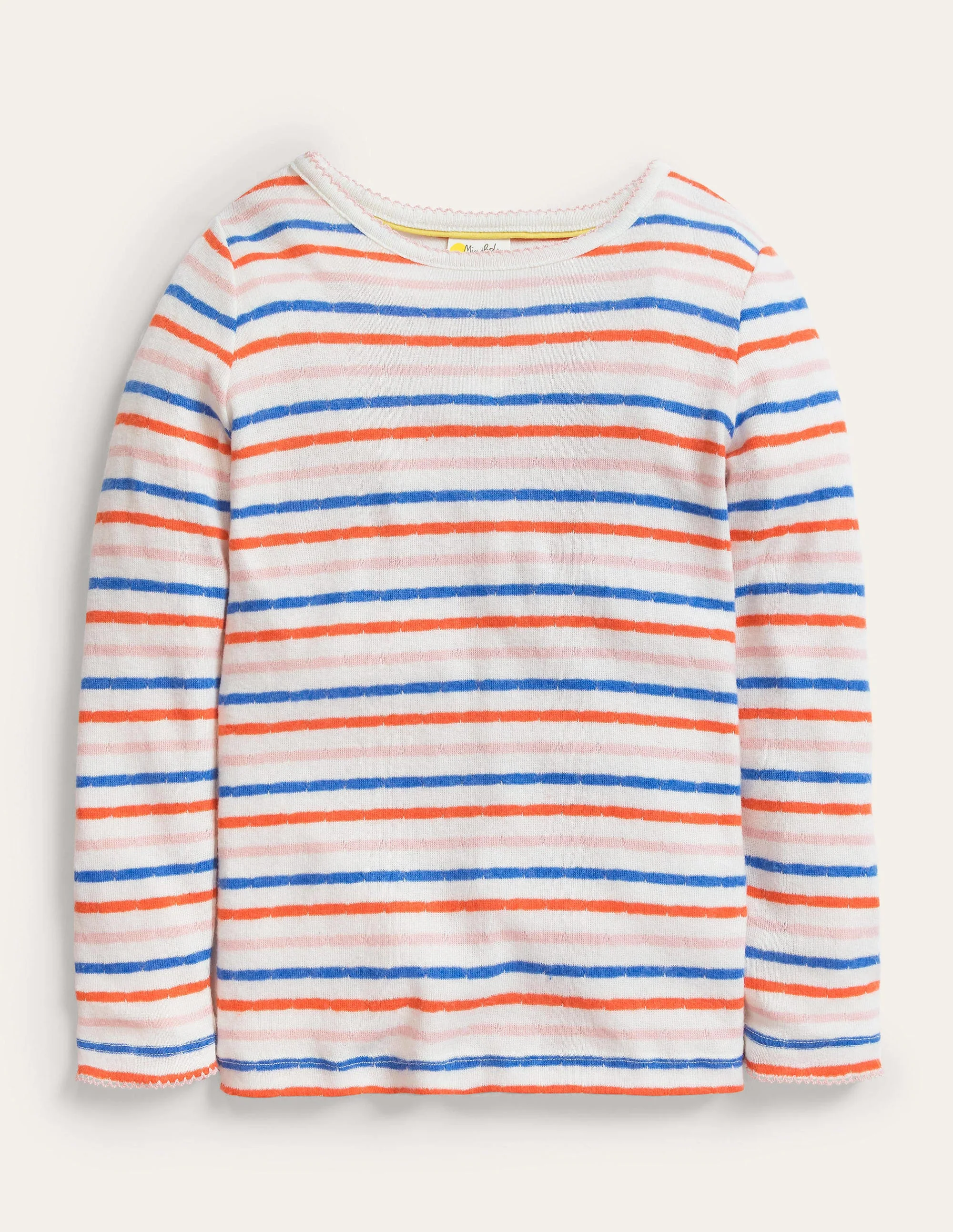 Supersoft Pointelle T-shirt-Mandarin Red/Provence Blue