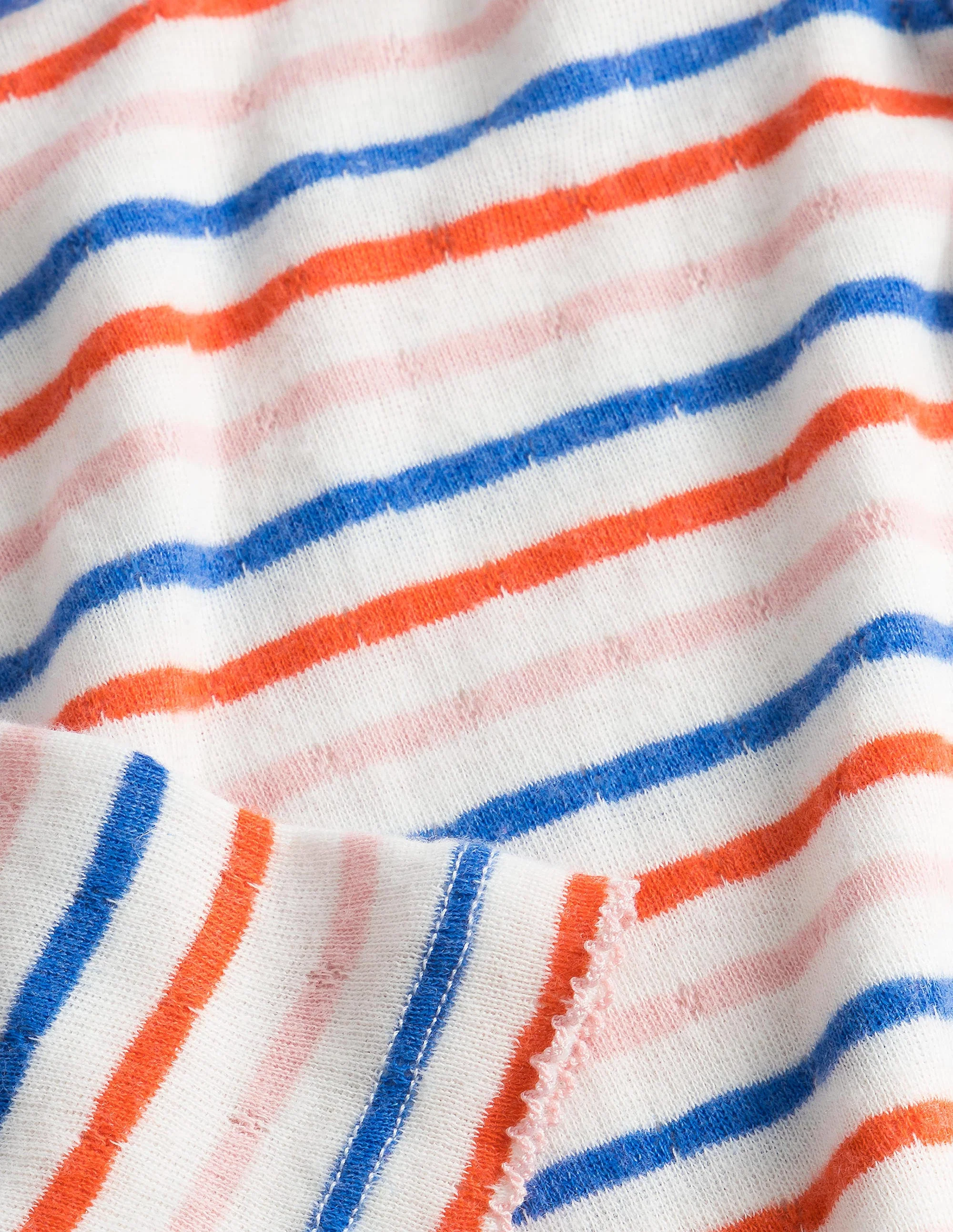 Supersoft Pointelle T-shirt-Mandarin Red/Provence Blue - Image 3