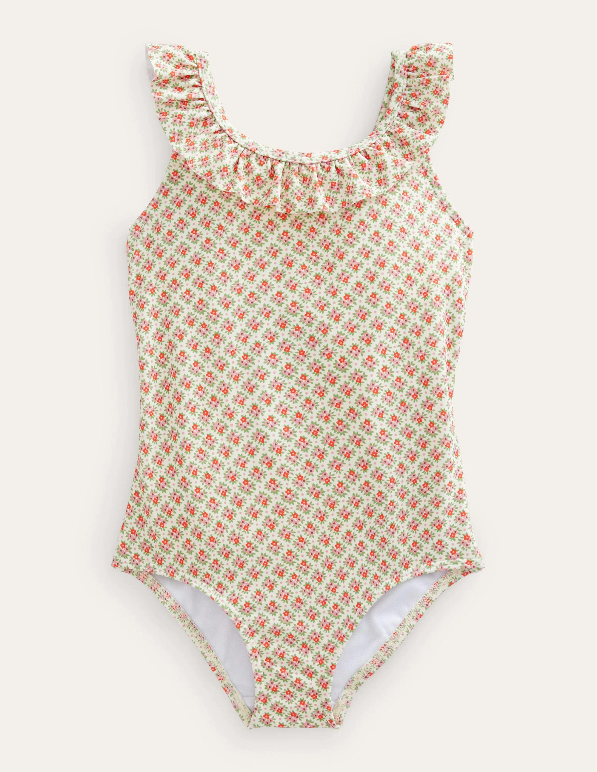 Tie Back Frilly Swimsuit-Vanilla Pod Micro Flower Bunch