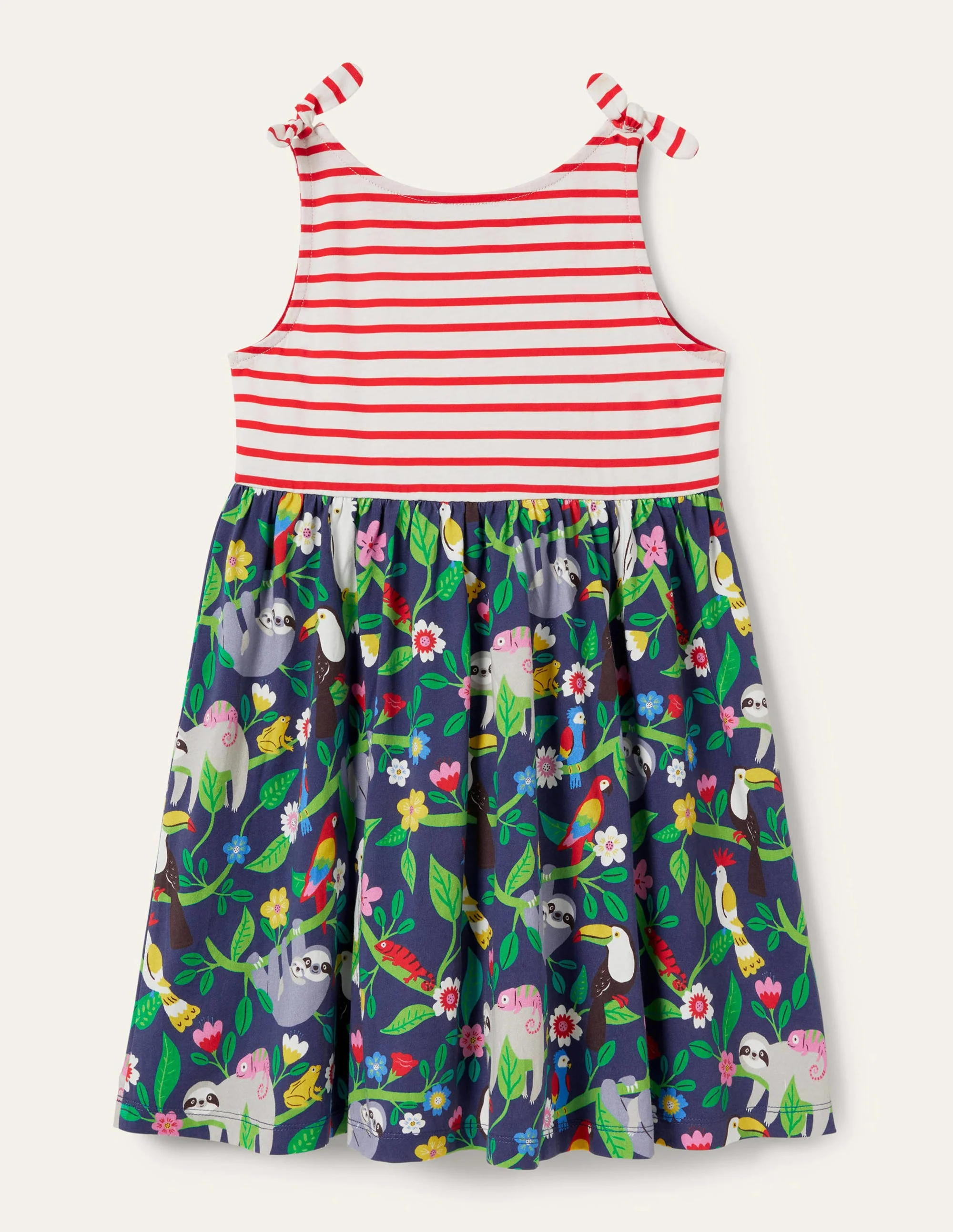 Tie Shoulder Hotchpotch Dress-Blue Wave Sloth - Image 2