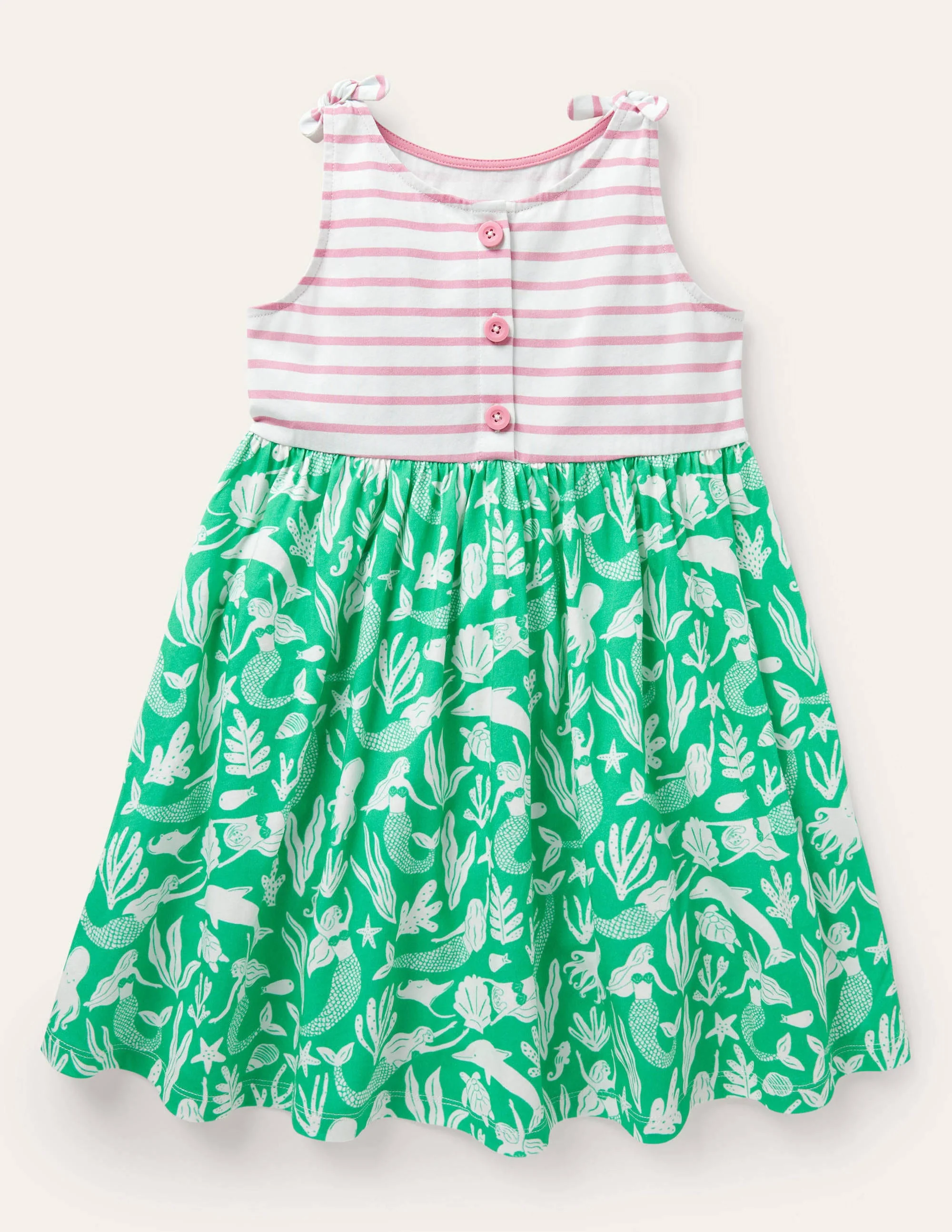 Tie Shoulder Hotchpotch Dress-Tropical Green Mermaid
