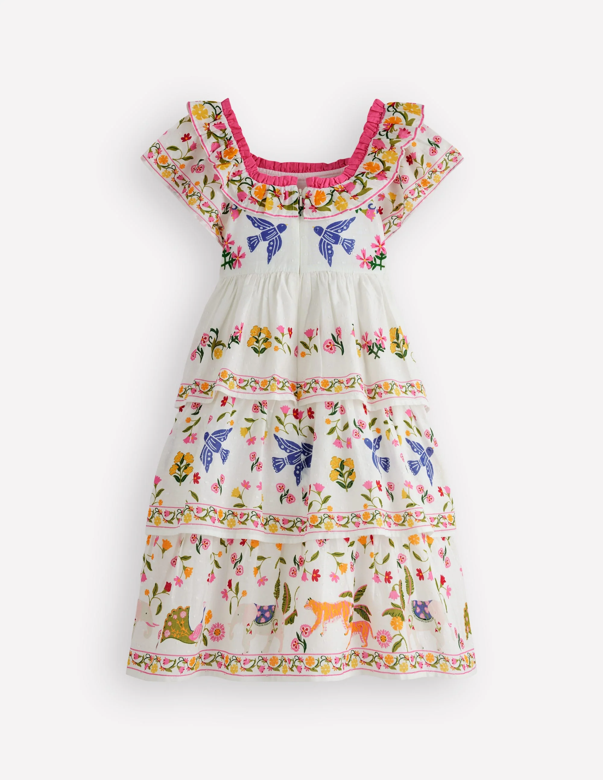 Tiered Ruffle Woven Dress-Soft Ivory Jungle Placement - Image 3