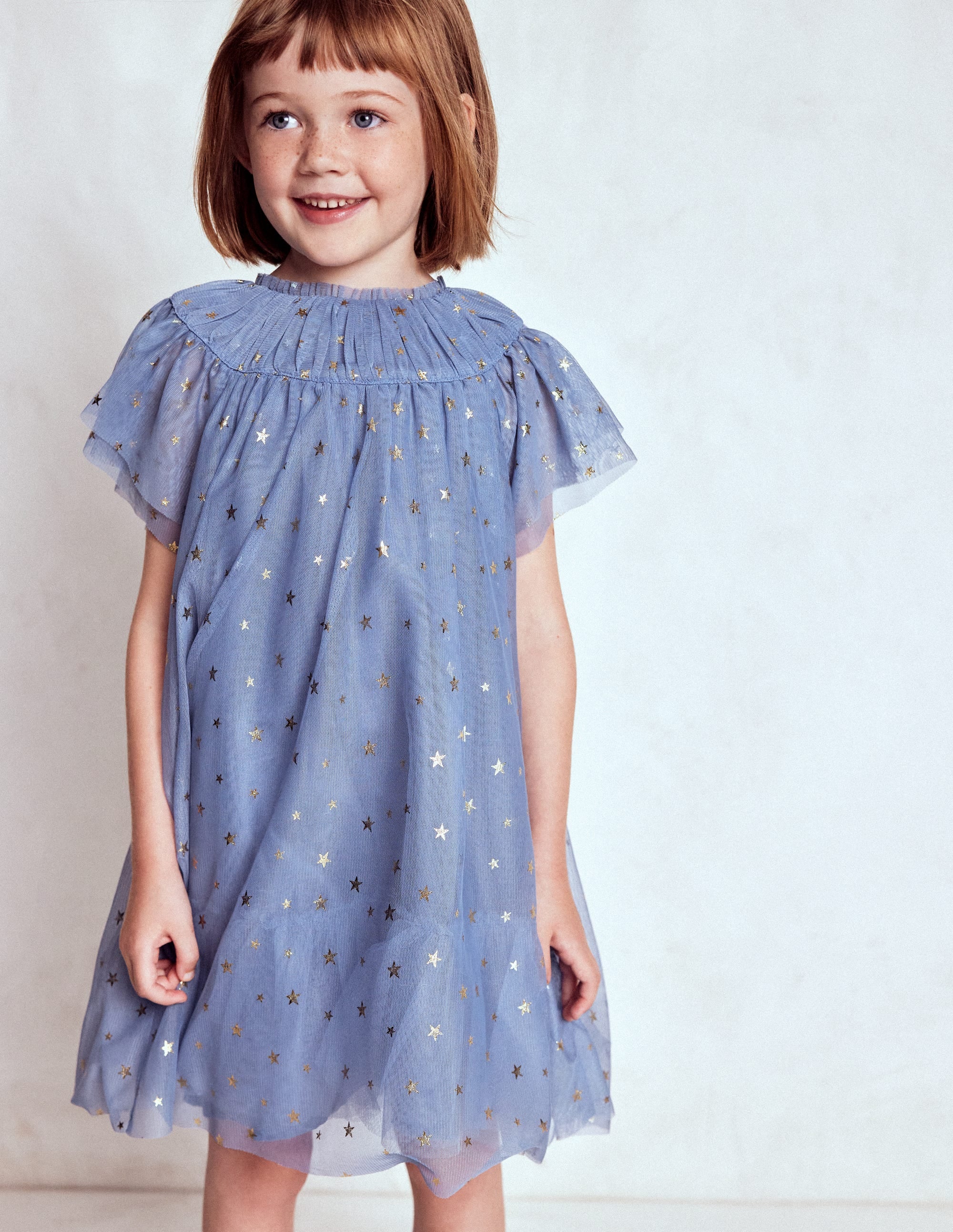 Tiered Tulle Dress-Stormbolt Blue