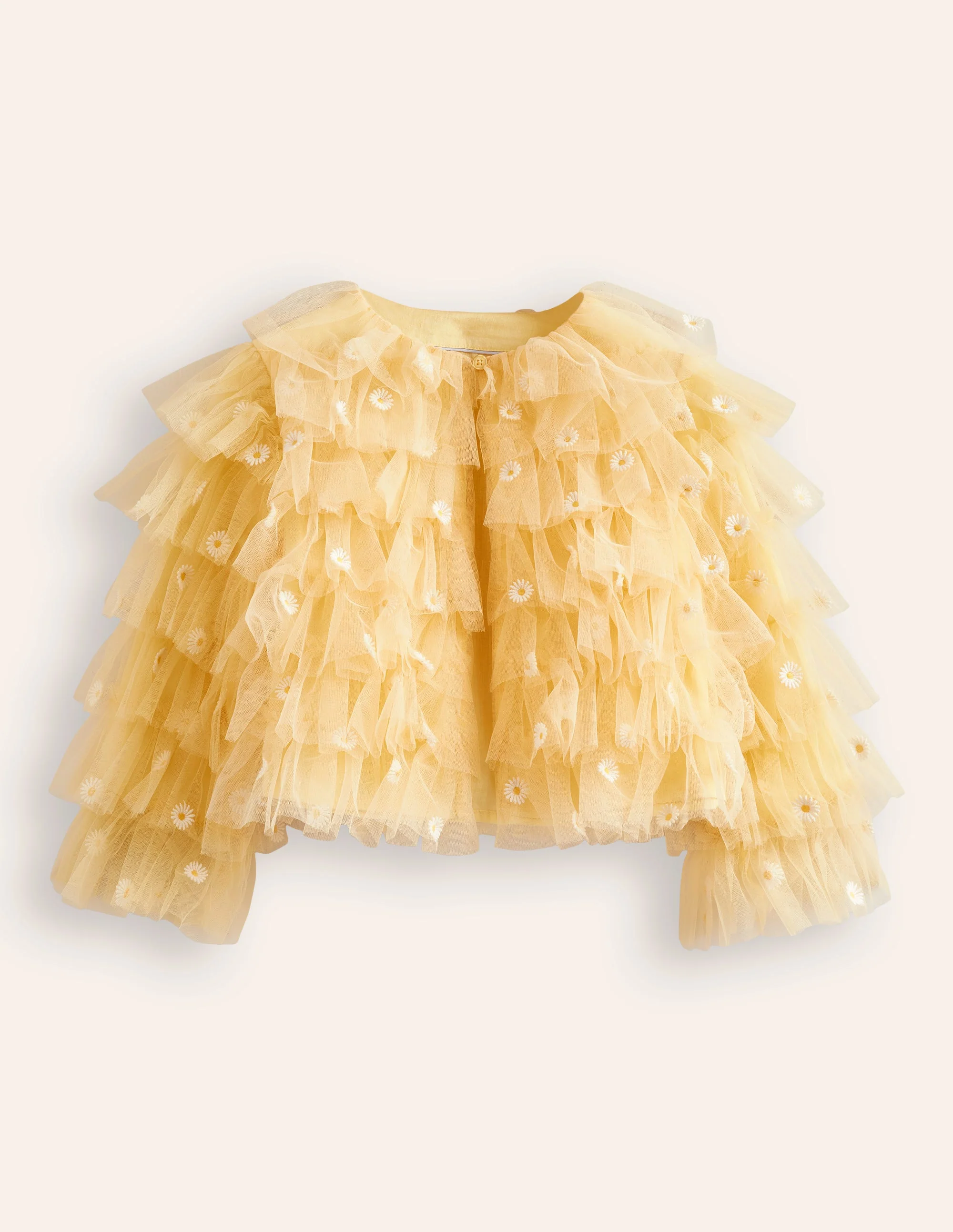 Tiered Tulle Jacket-Spring Yellow Daisies