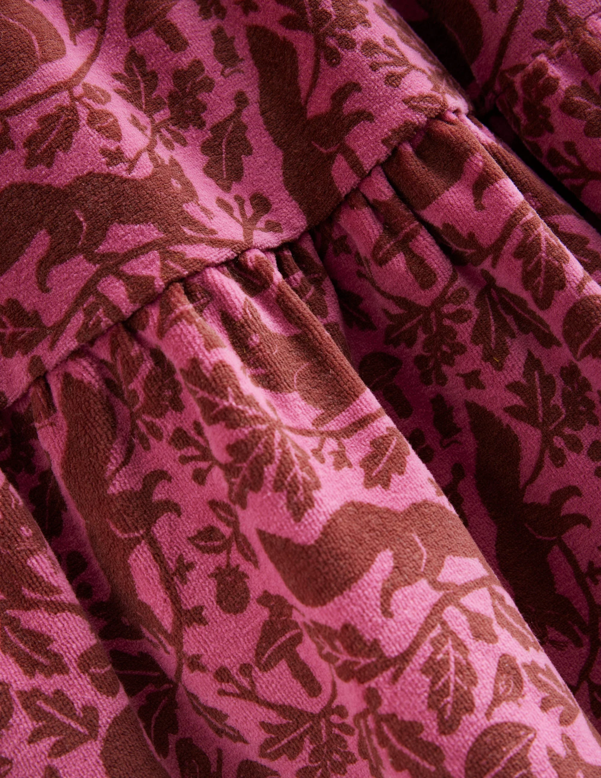 Tiered Velour Dress-Teacup Pink Woodland Squirrel - Image 3