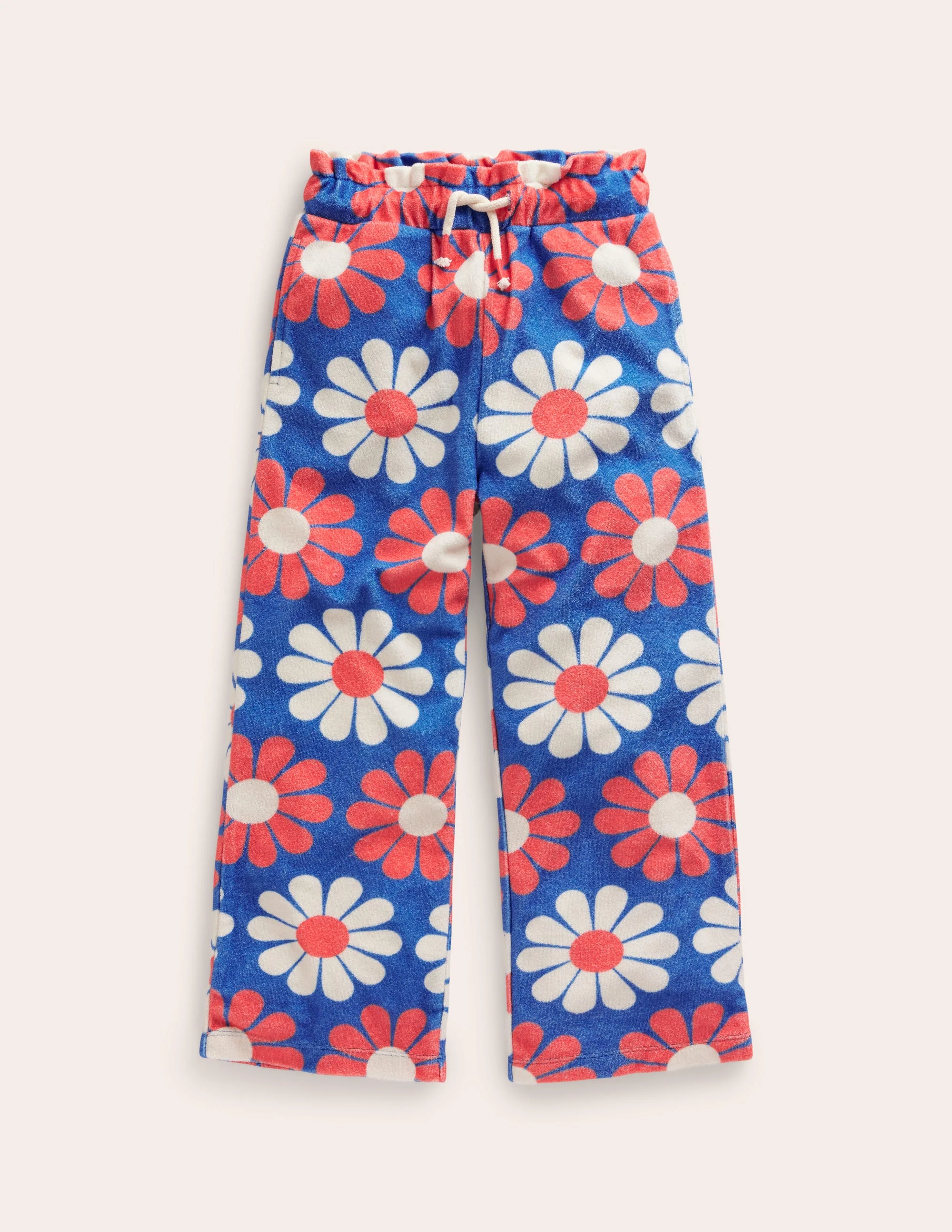 Towelling Pants-Cabana Blue Geo Daisy