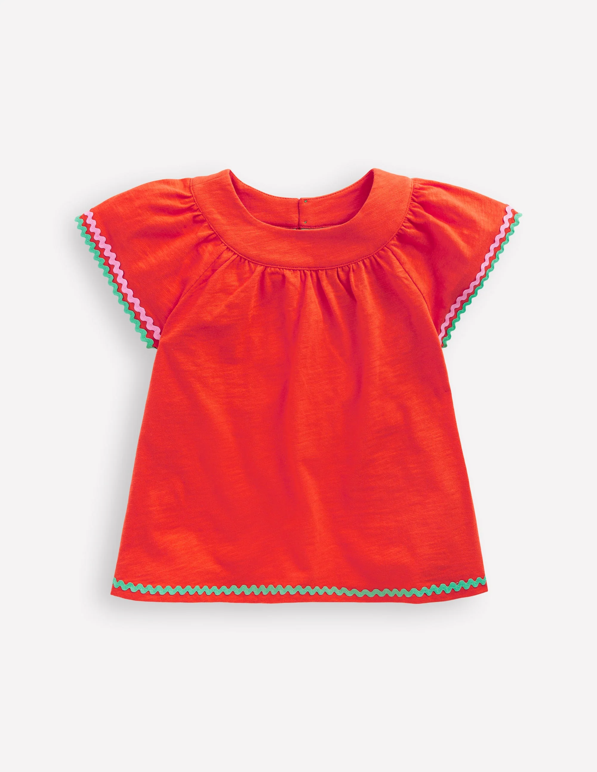 Trim Detail Pretty Top-Firecracker Red