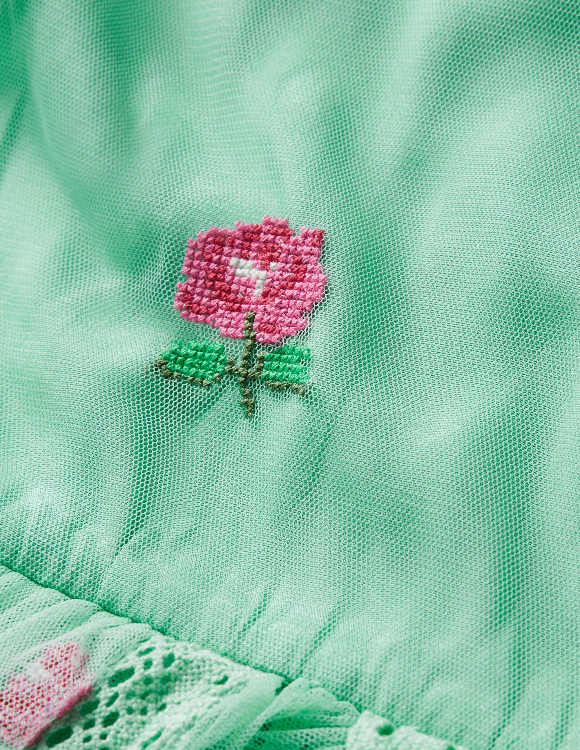 Tulle Embroidered Party Dress-Fountain Flowers - Image 3