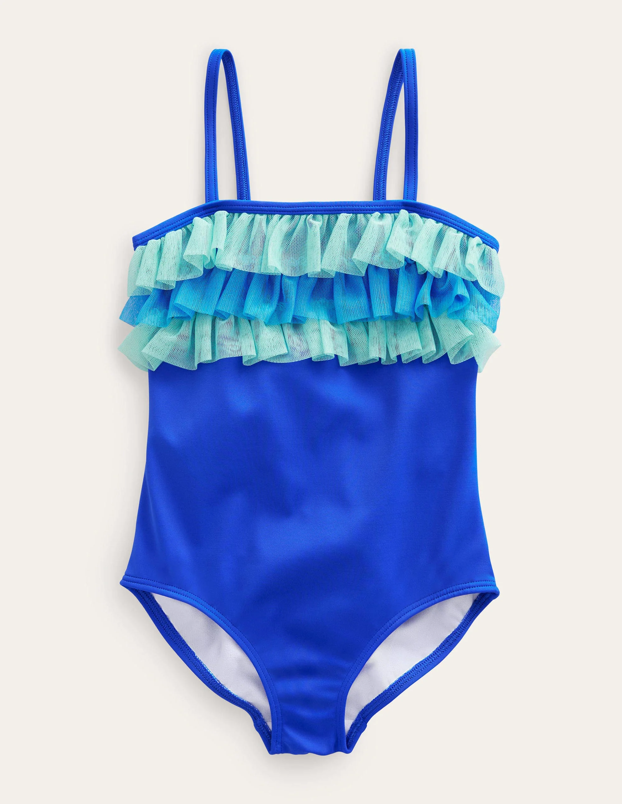 Tulle Frill Swimsuit-Cobalt