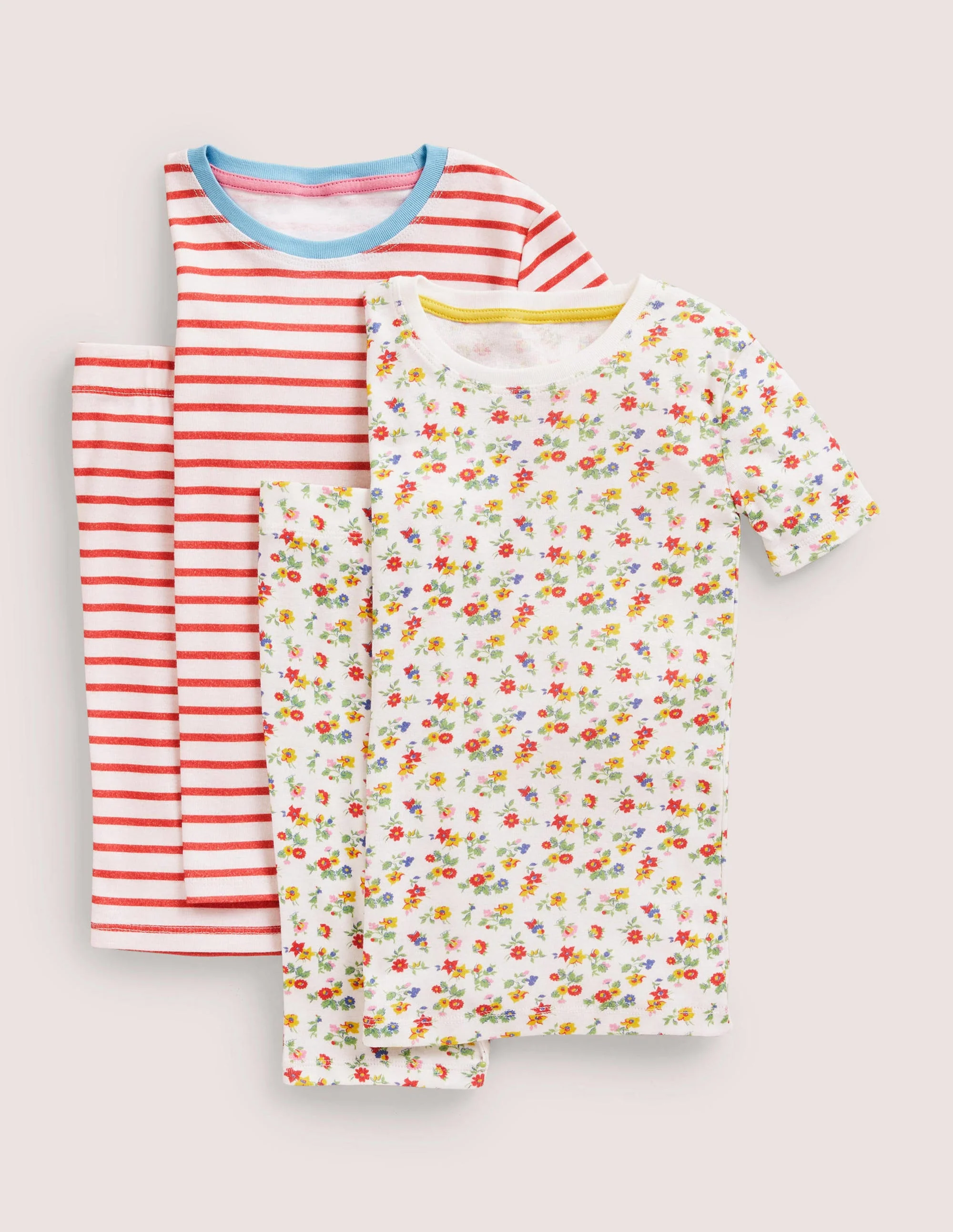 Twin Pack Short John Pajamas-Multi Patchwork Floral