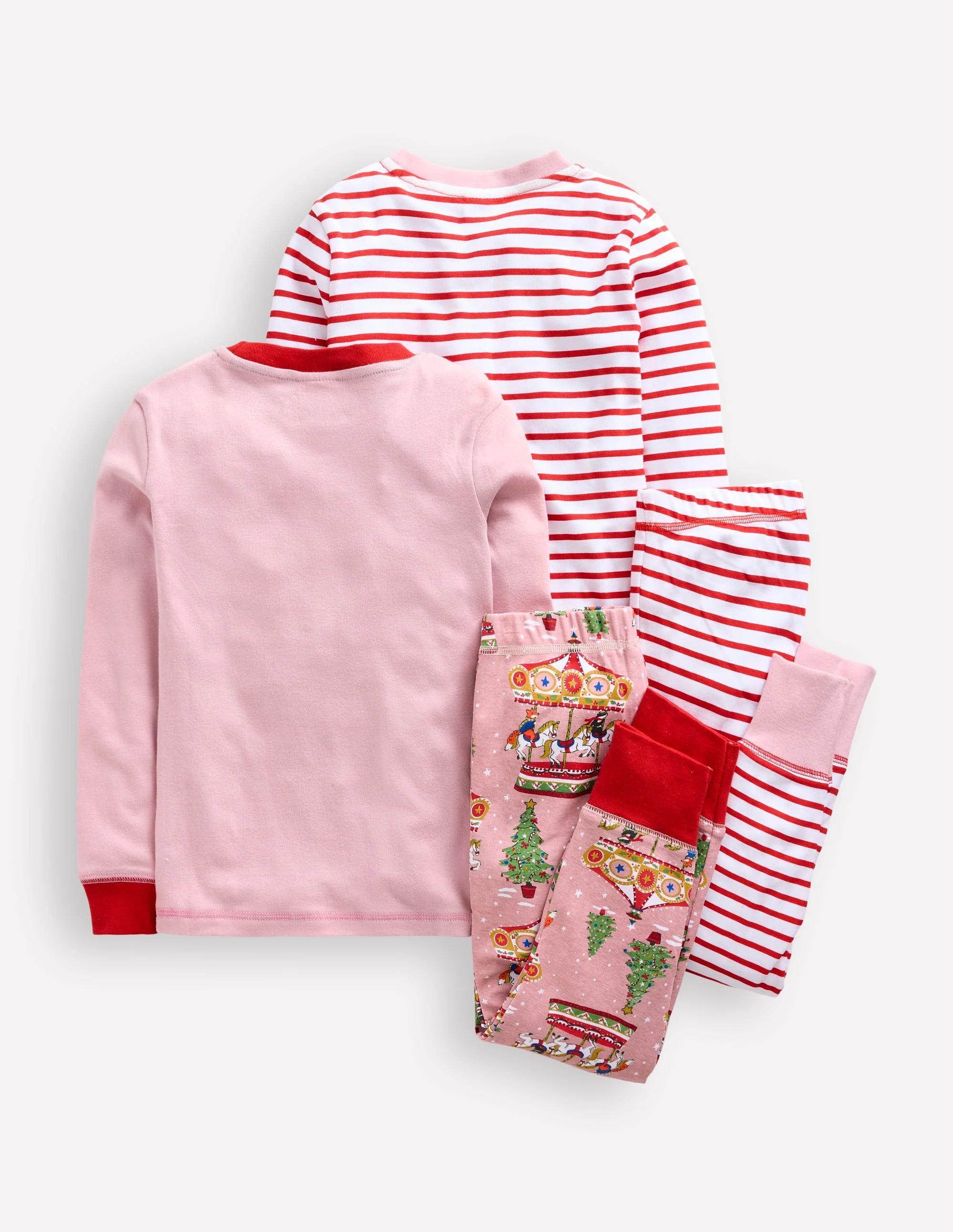 Twin Pack Snug Pyjamas-Vintage Pink Carousel - Image 2