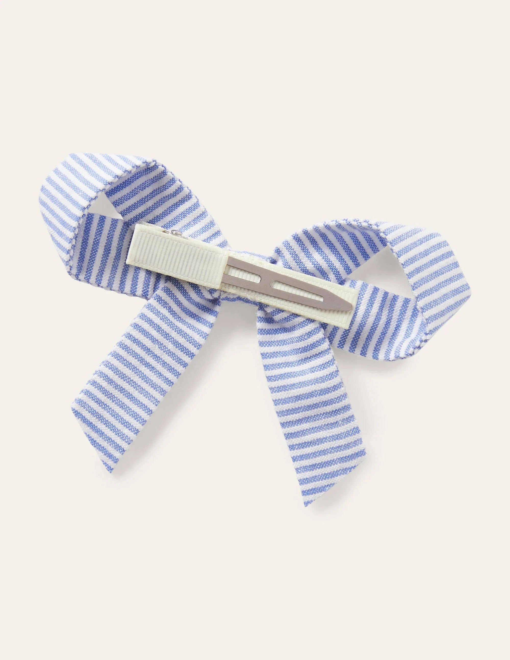 Velvet Bow Hair Clip-Blue Ticking - Image 2