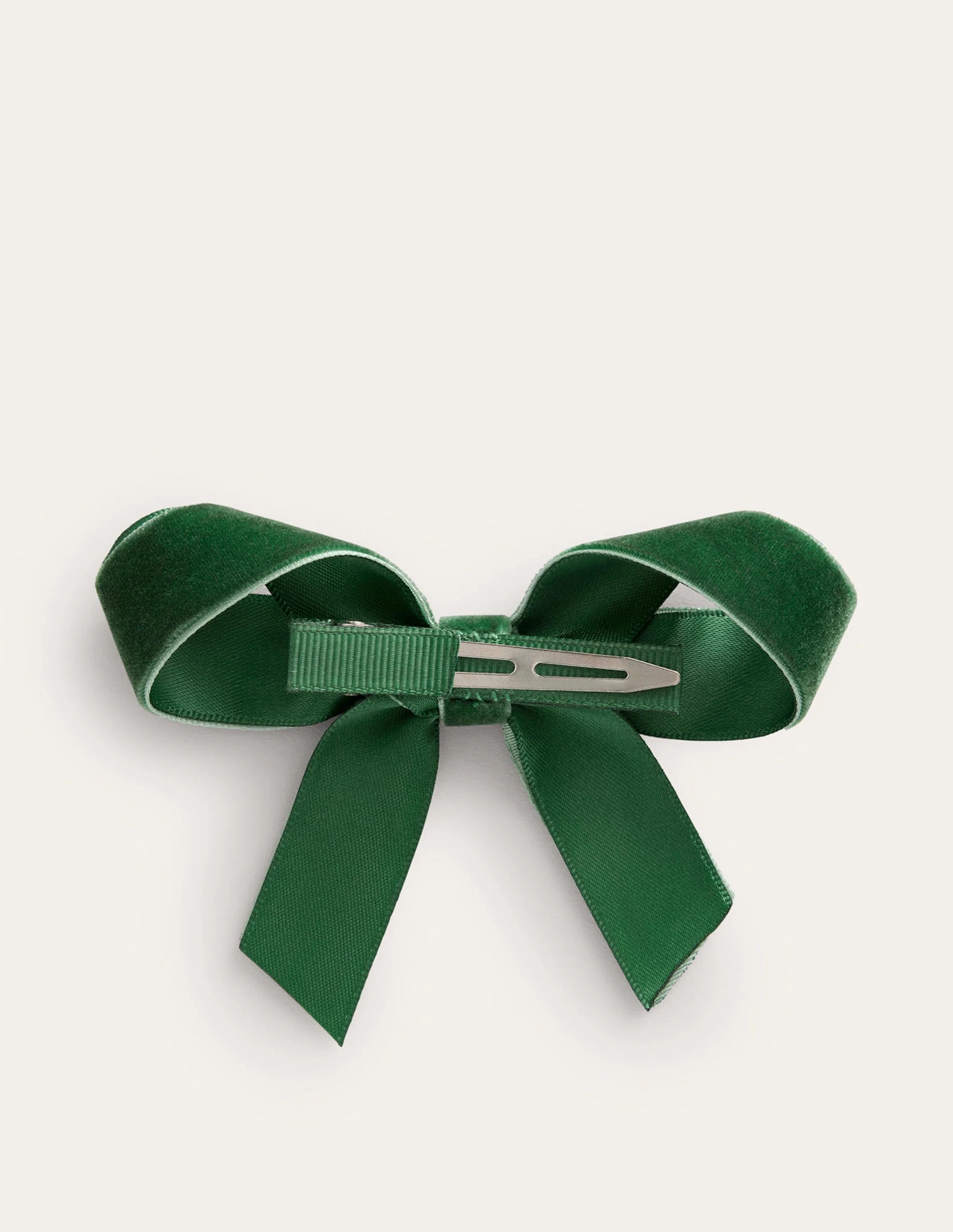 Velvet Bow Hair Clip-Rich Emerald - Image 2