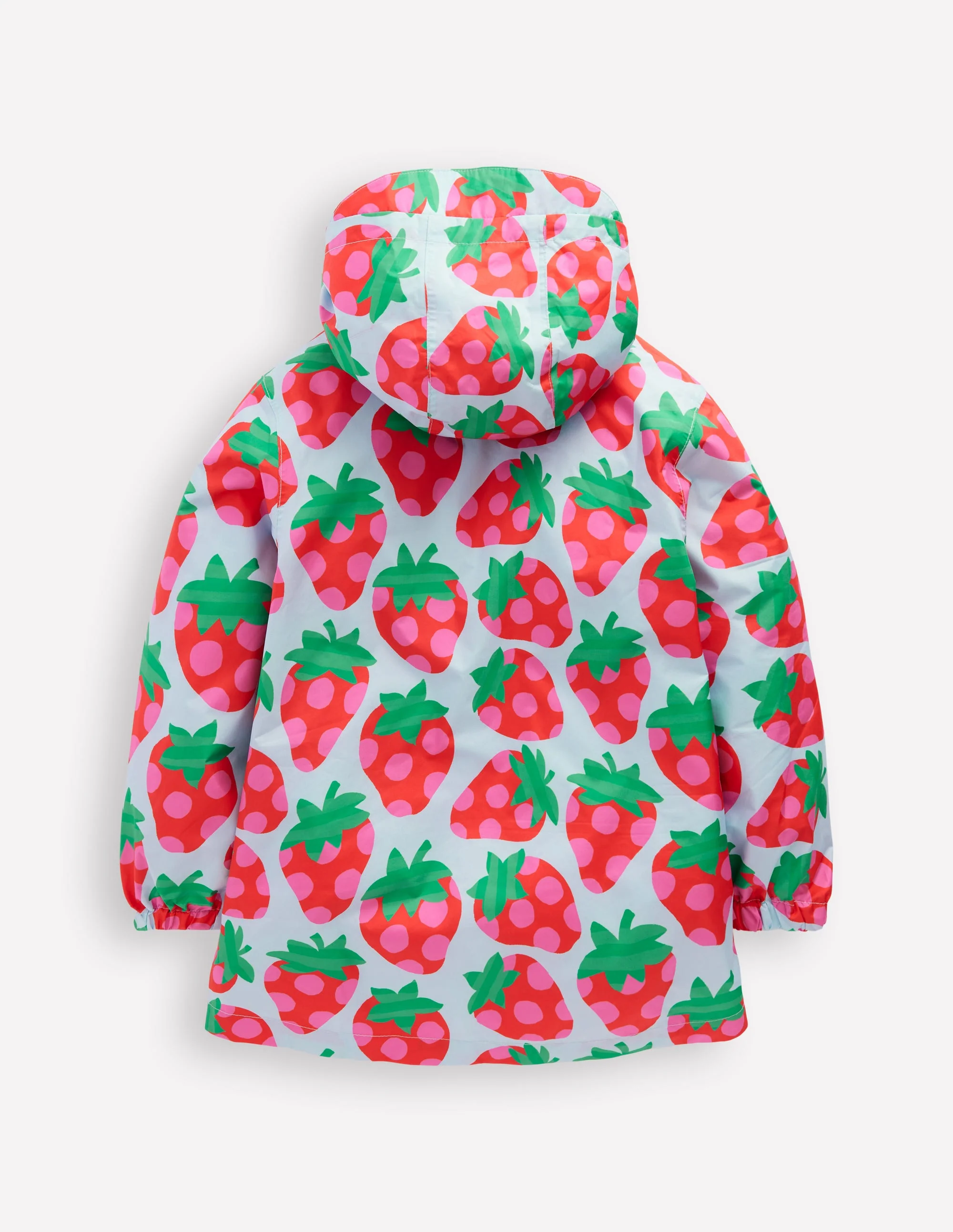 Waterproof Pack-away Jacket-Misty Blue Strawberry - Image 2