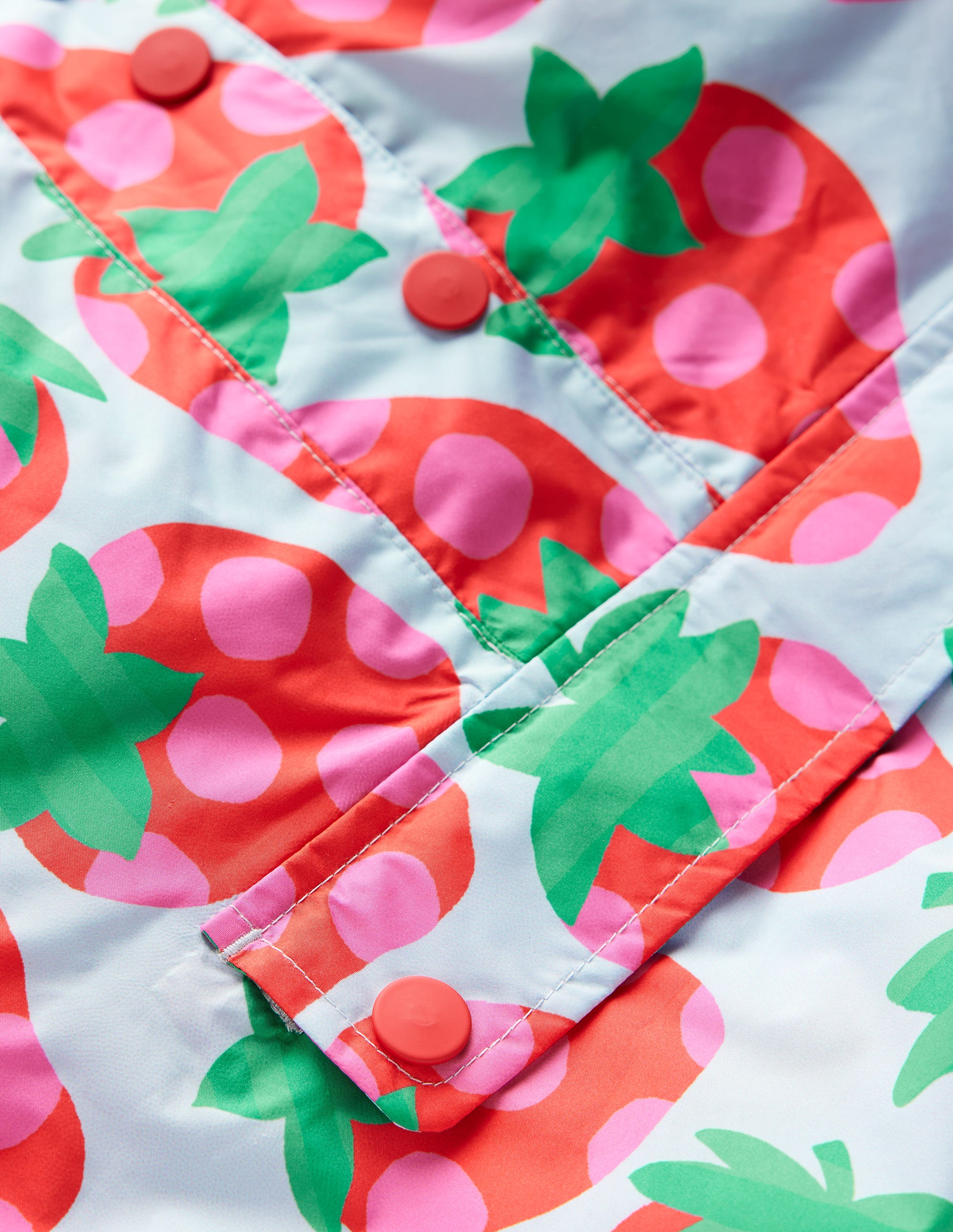 Waterproof Pack-away Jacket-Misty Blue Strawberry - Image 3