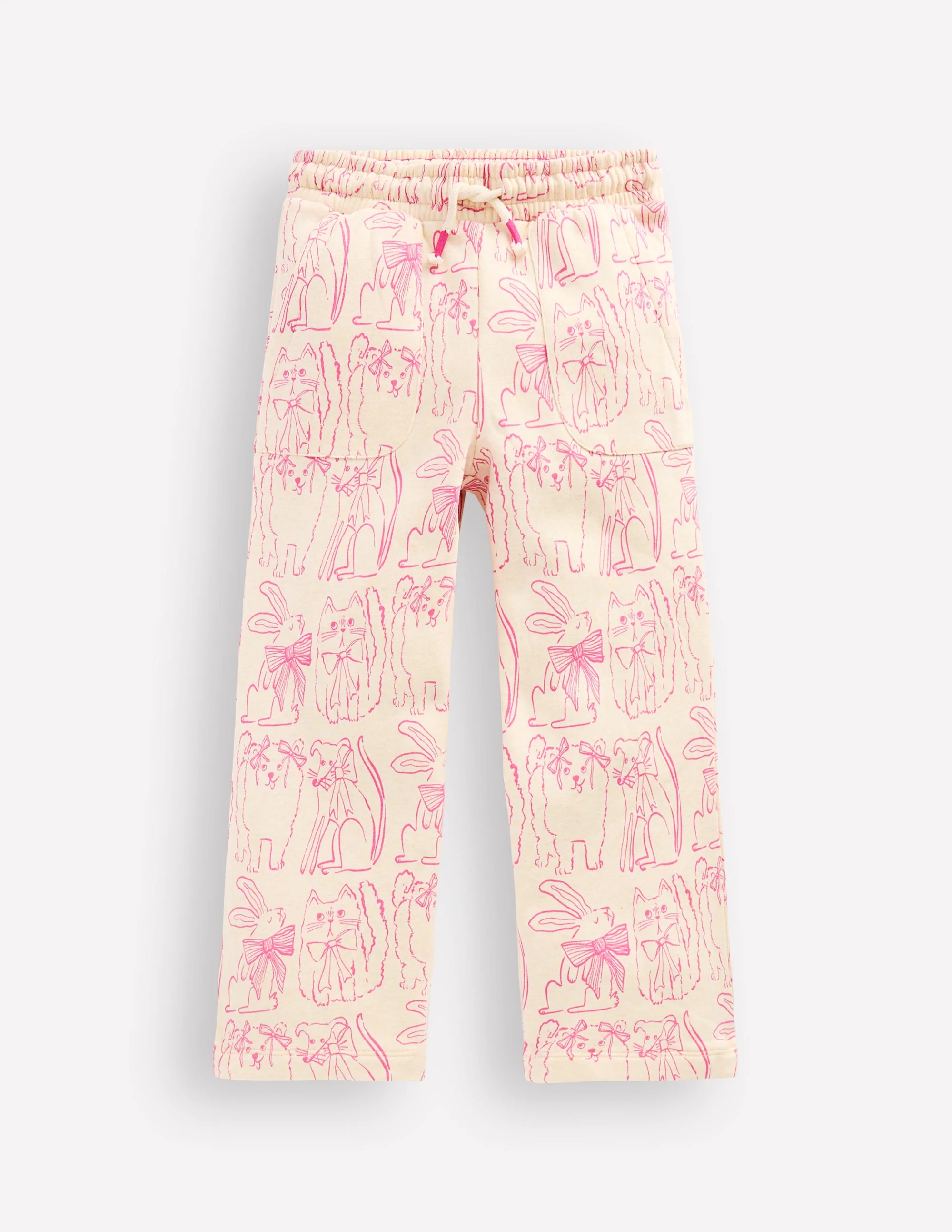 Wide Leg Printed Sweatpants-Oatmeal Cats - Image 4