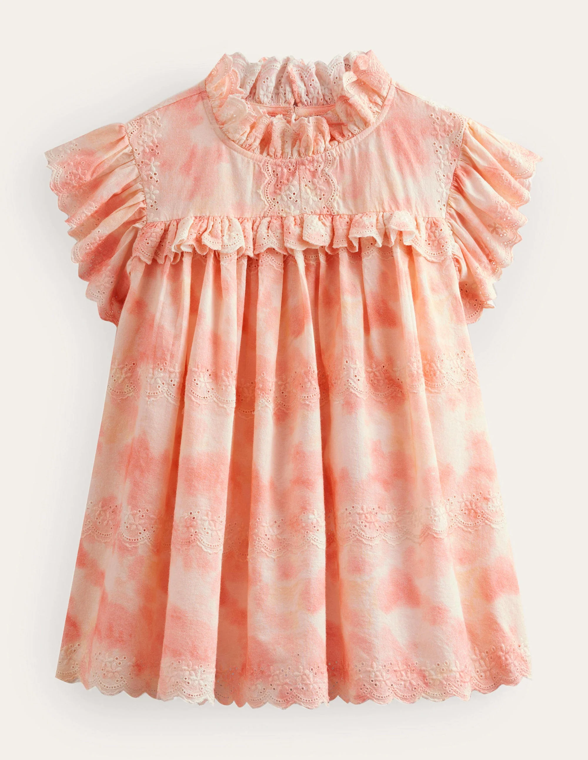 Woven Broderie Top-Pink Tie Dye