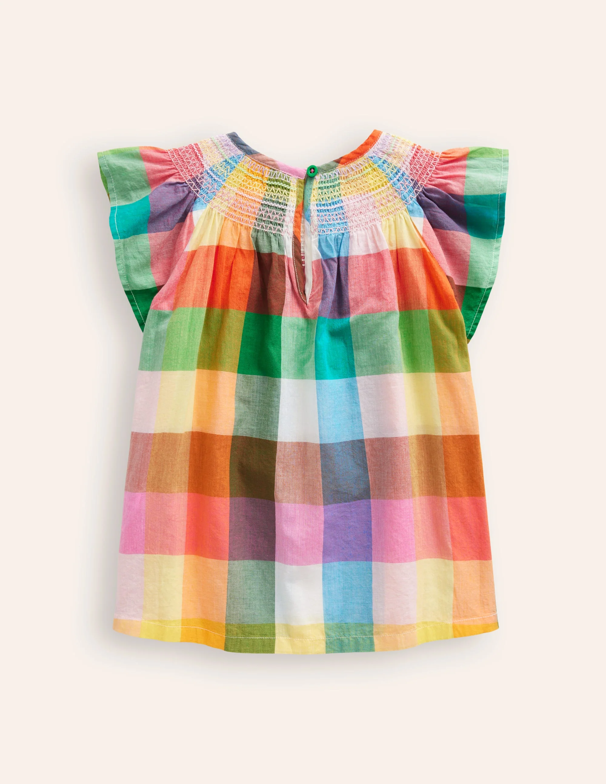 Woven Smocked Top-Bright Neon Multigingham - Image 4