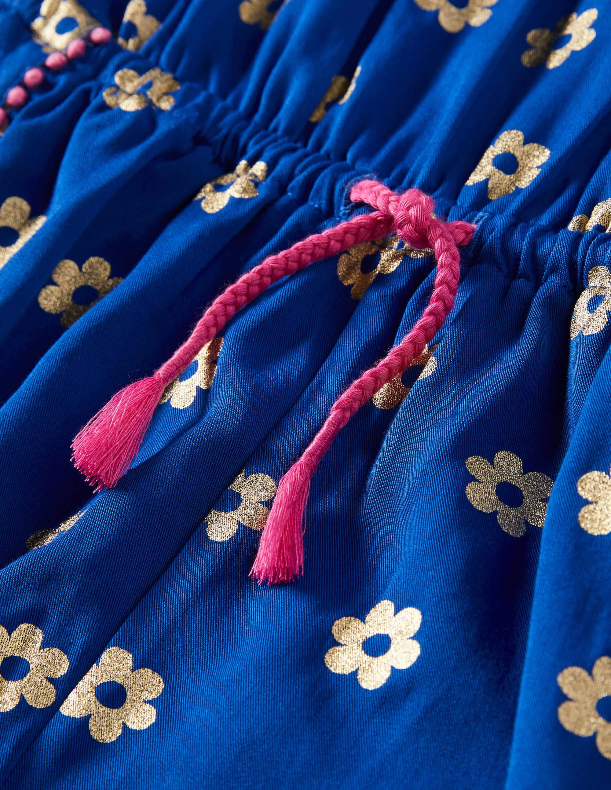 Woven Vacation Romper-Blue Wave Foil Daisy - Image 3