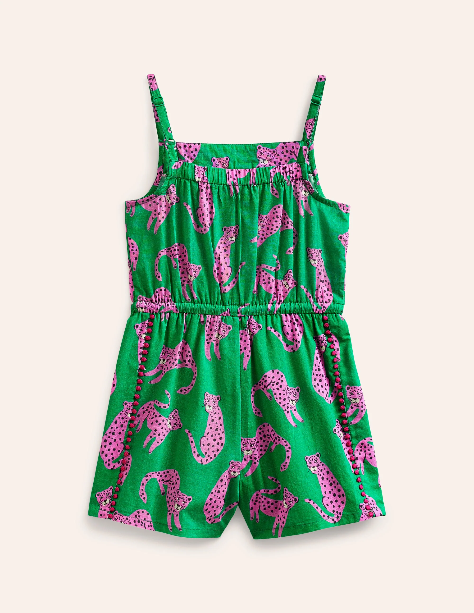 Woven Vacation Romper-Green Leopard - Image 2