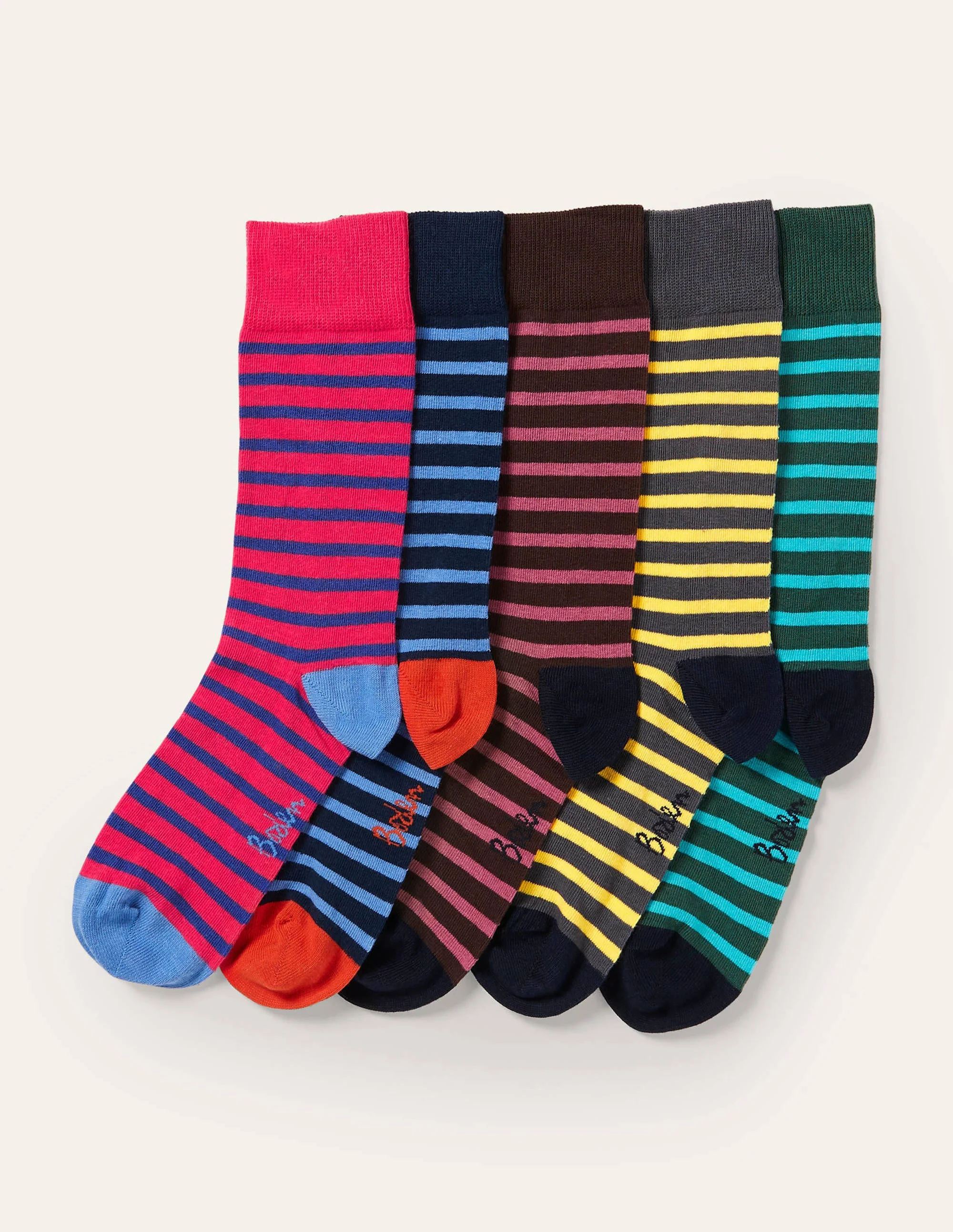 5 Pack Favourite Socks-Slim Stripe Multi Pack