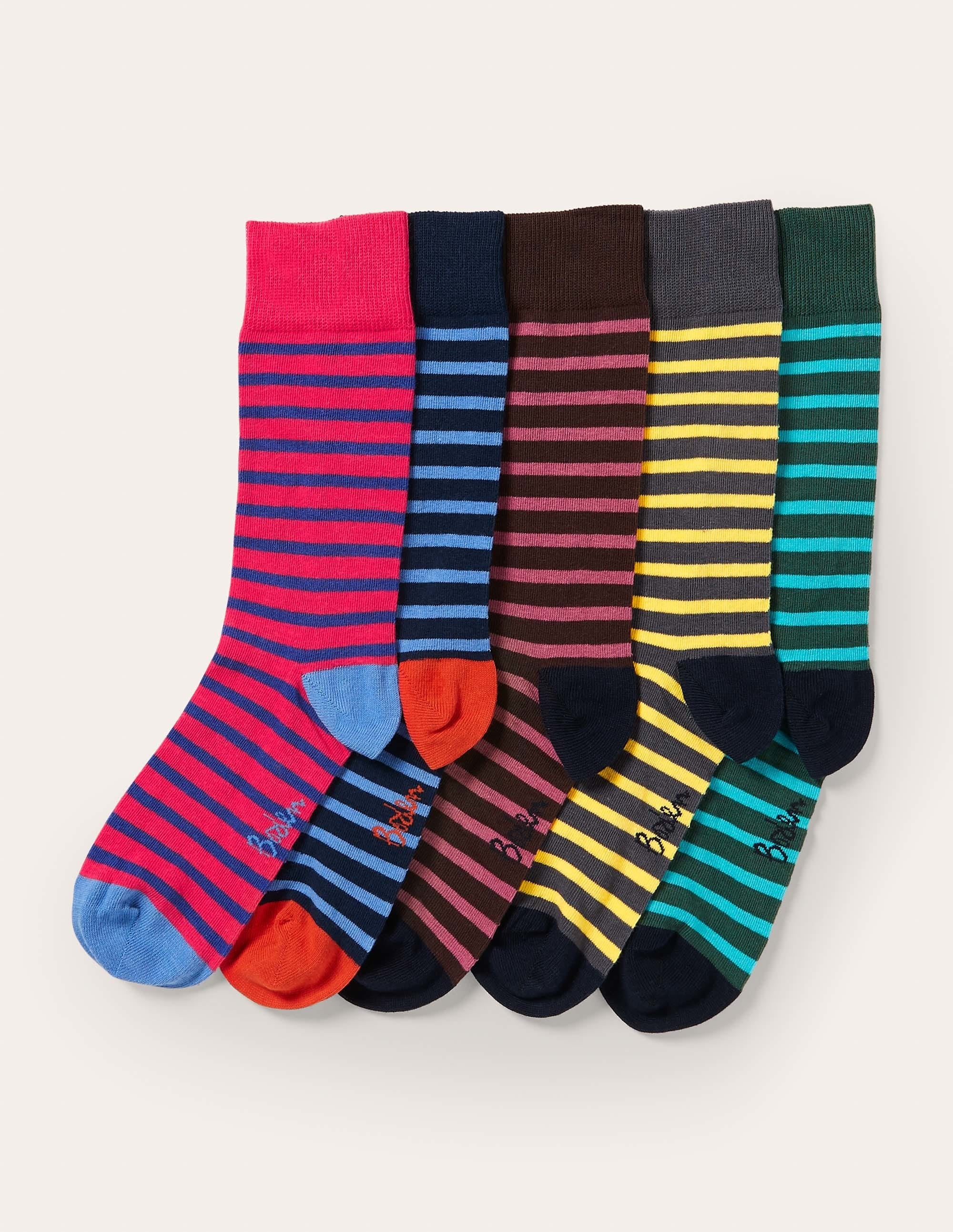 5 Pack Favourite Socks-Slim Stripe Multi Pack - Image 3