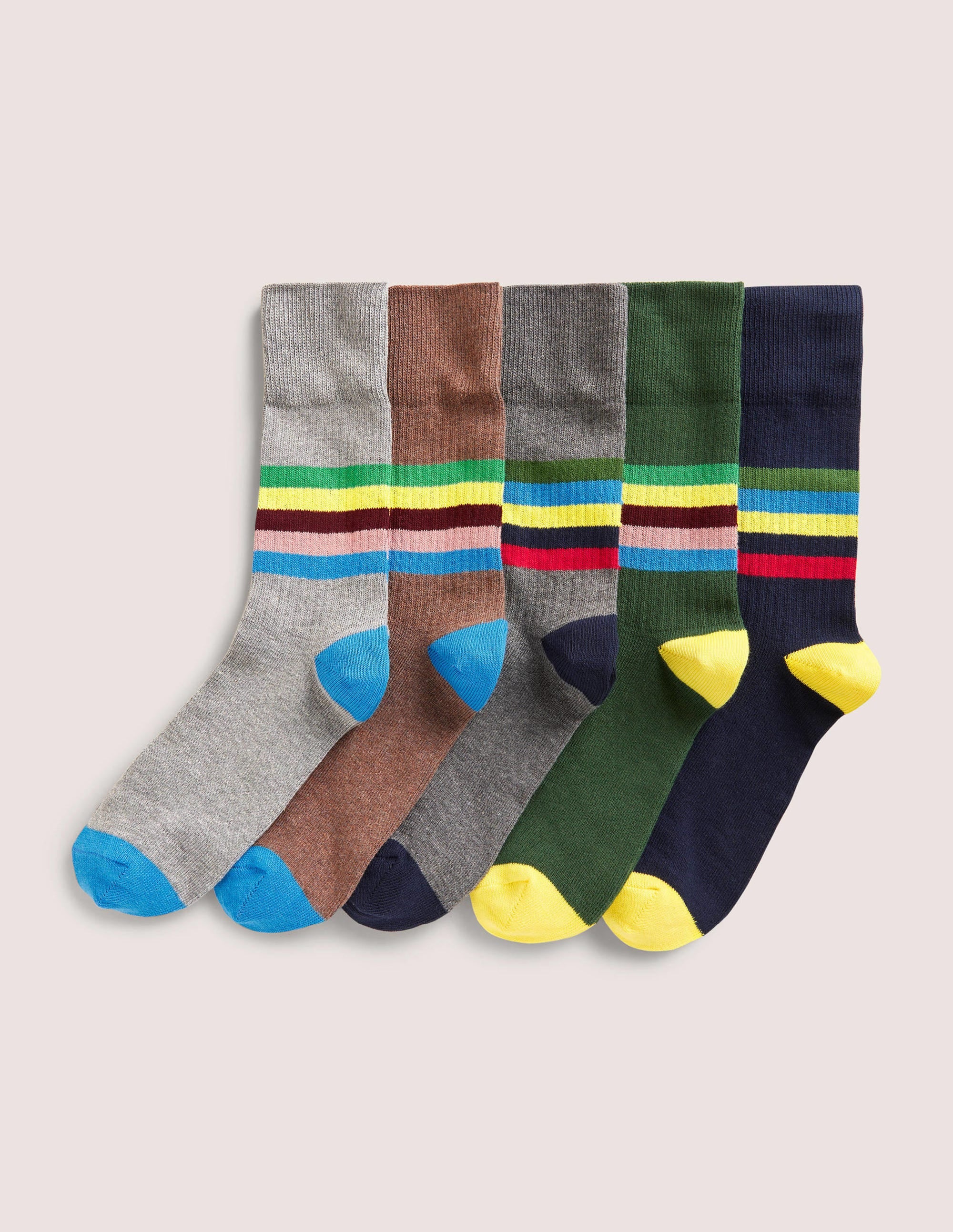 5 Pack Ribbed Socks-Block Stripe Pack